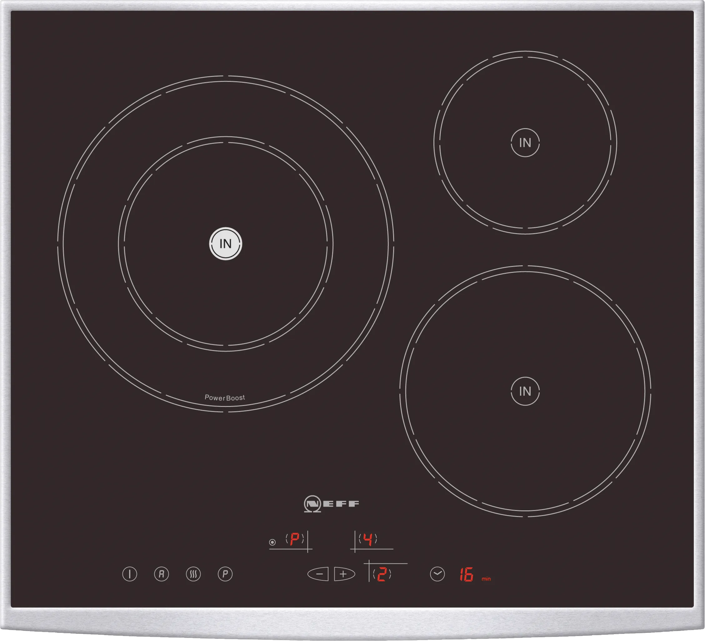  Induction hob 60 cm Black, surface mount with frame