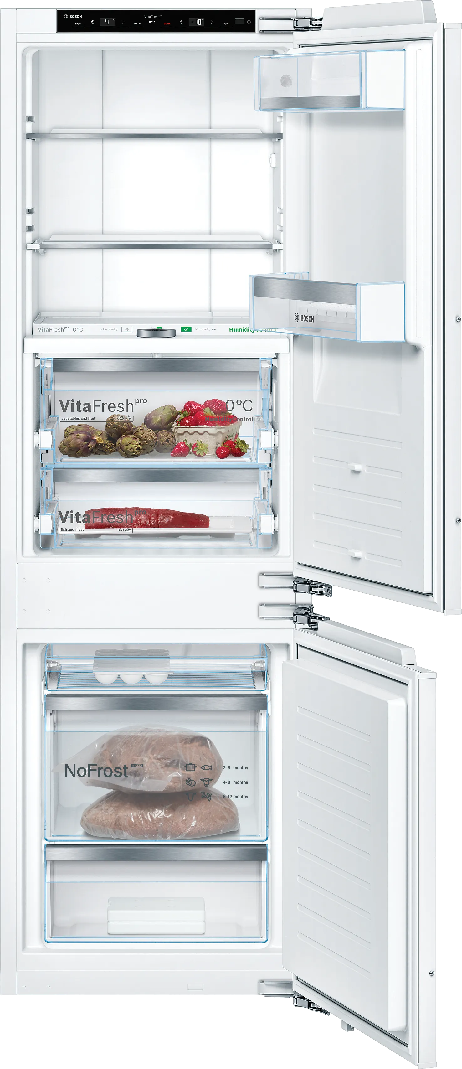 Серия 8 Хладилник за вграждане с долен фризер 177.2 x 55.8 cm flat hinge 