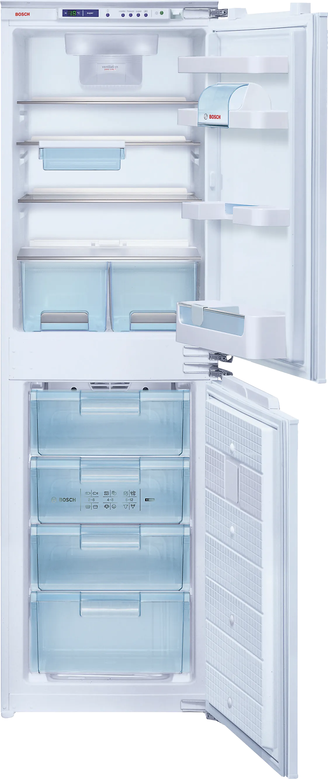 built-in fridge-freezer with freezer at bottom 177.2 x 53.8 cm