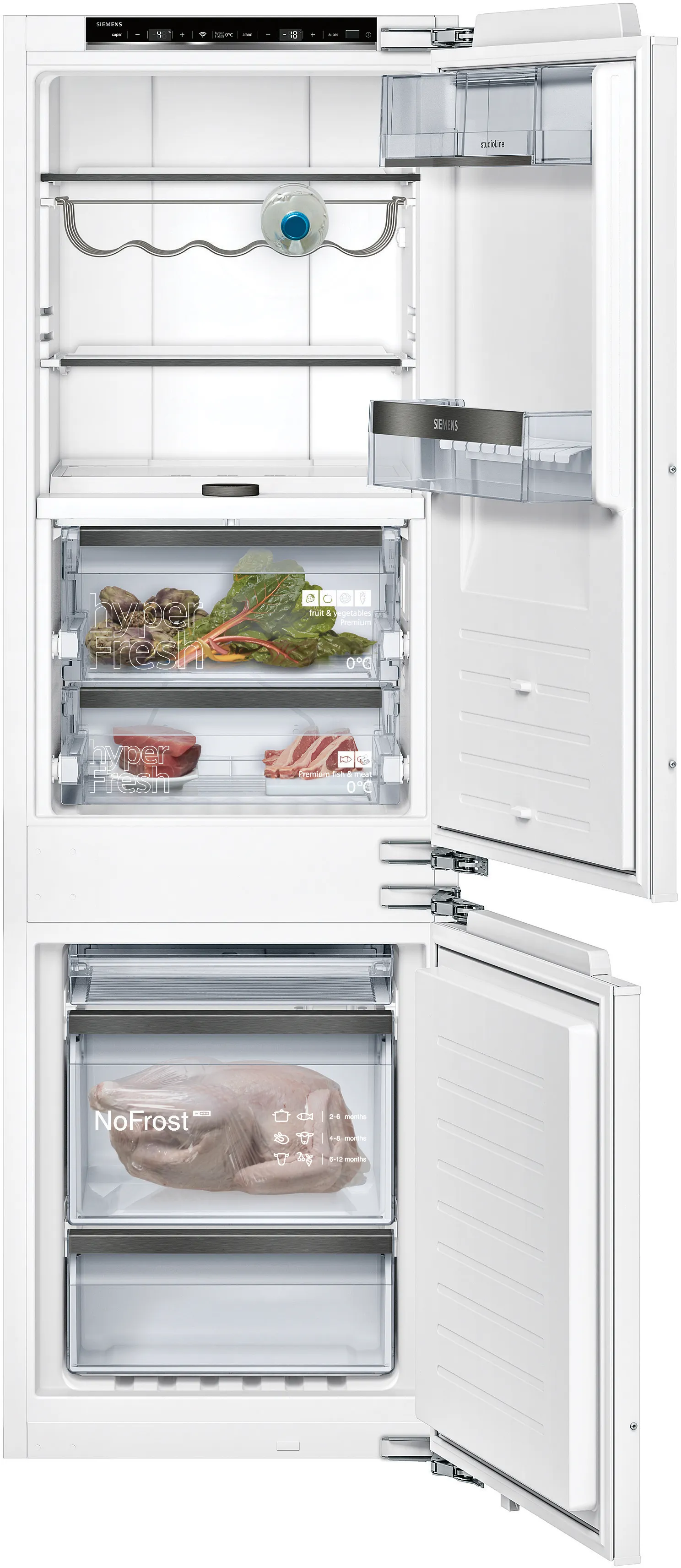 iQ700 Réfrigérateur-congélateur intégrable avec compartiment congélation en bas 177.2 x 55.8 cm Charnières plates SoftClose 