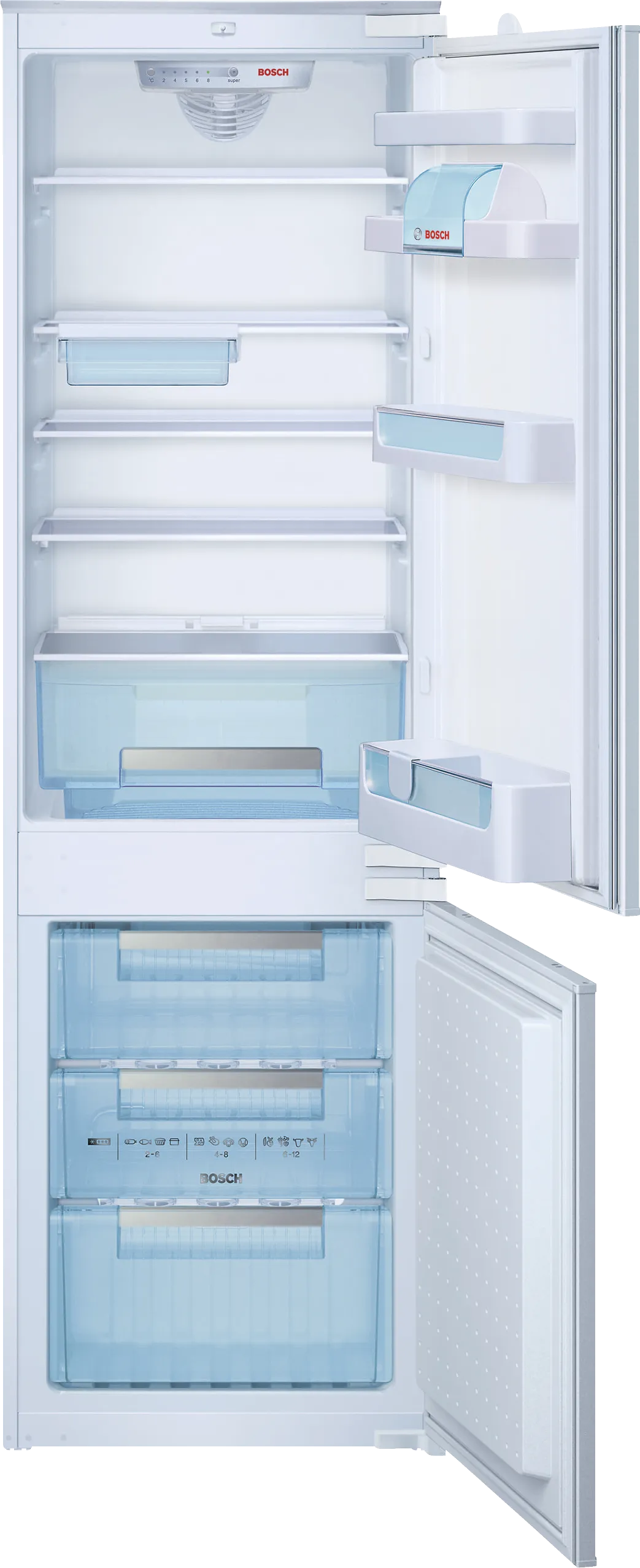 built-in fridge-freezer with freezer at bottom 177.2 x 54.1 cm sliding hinge