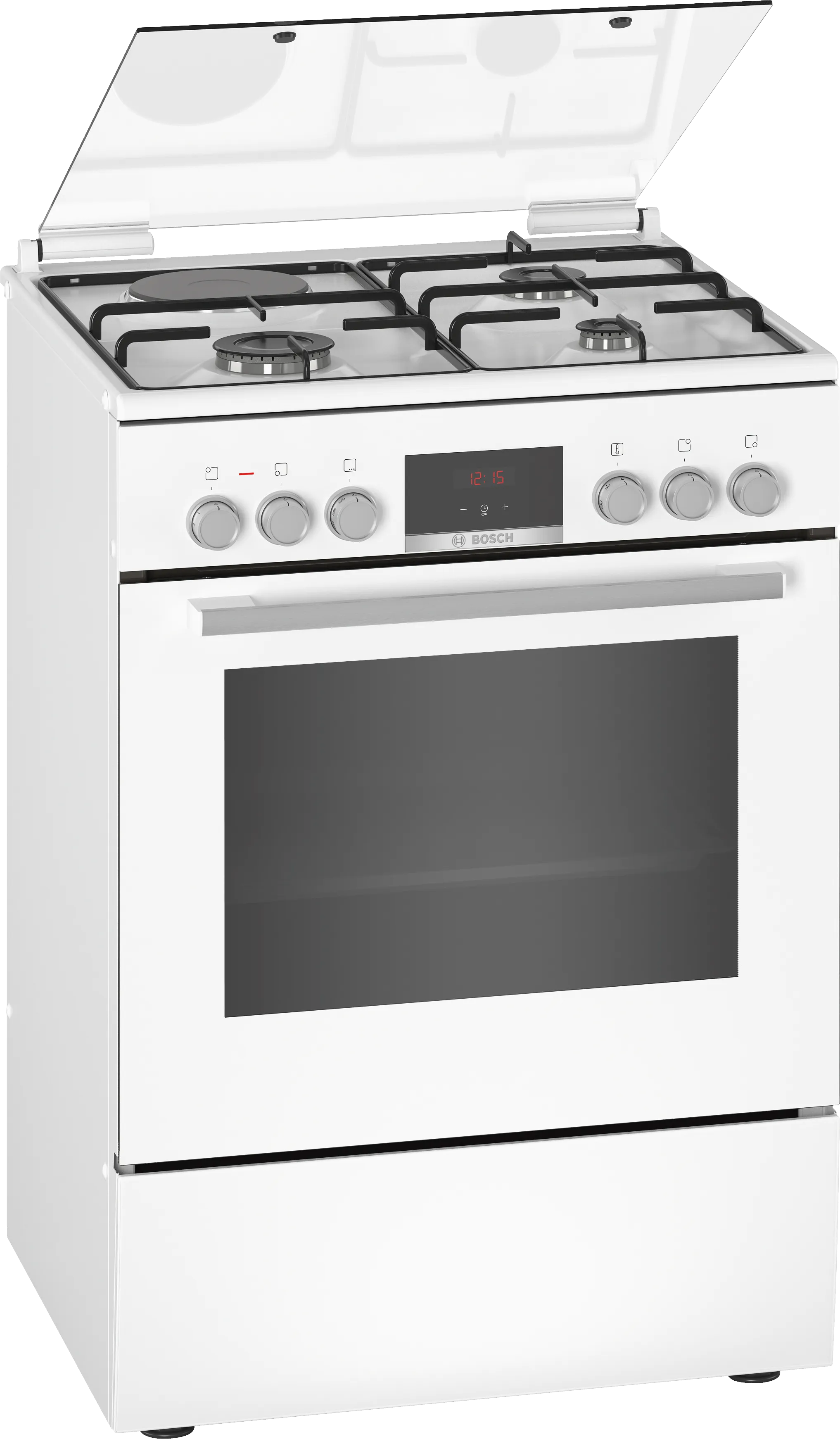Series 6 Freestanding dual fuel cooker White 
