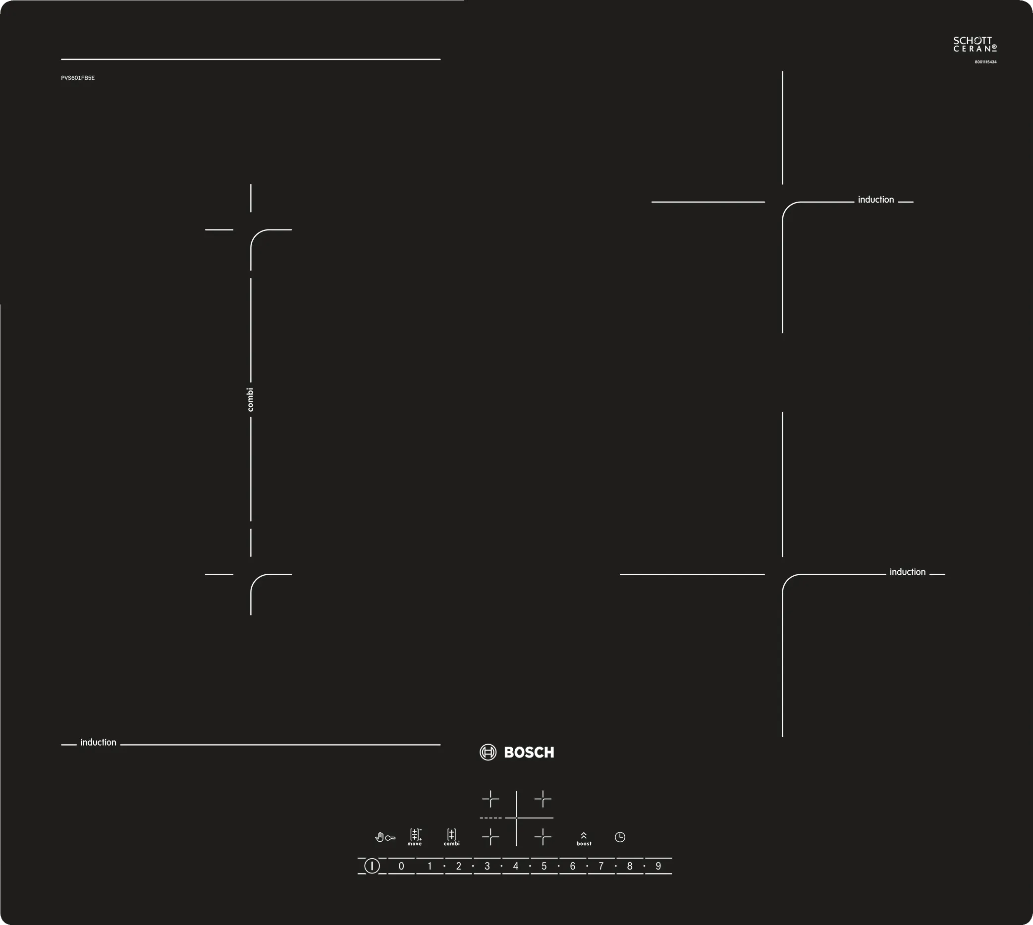 Serie 6 Induktionskochfeld 60 cm Schwarz, flächenbündig (integriert)