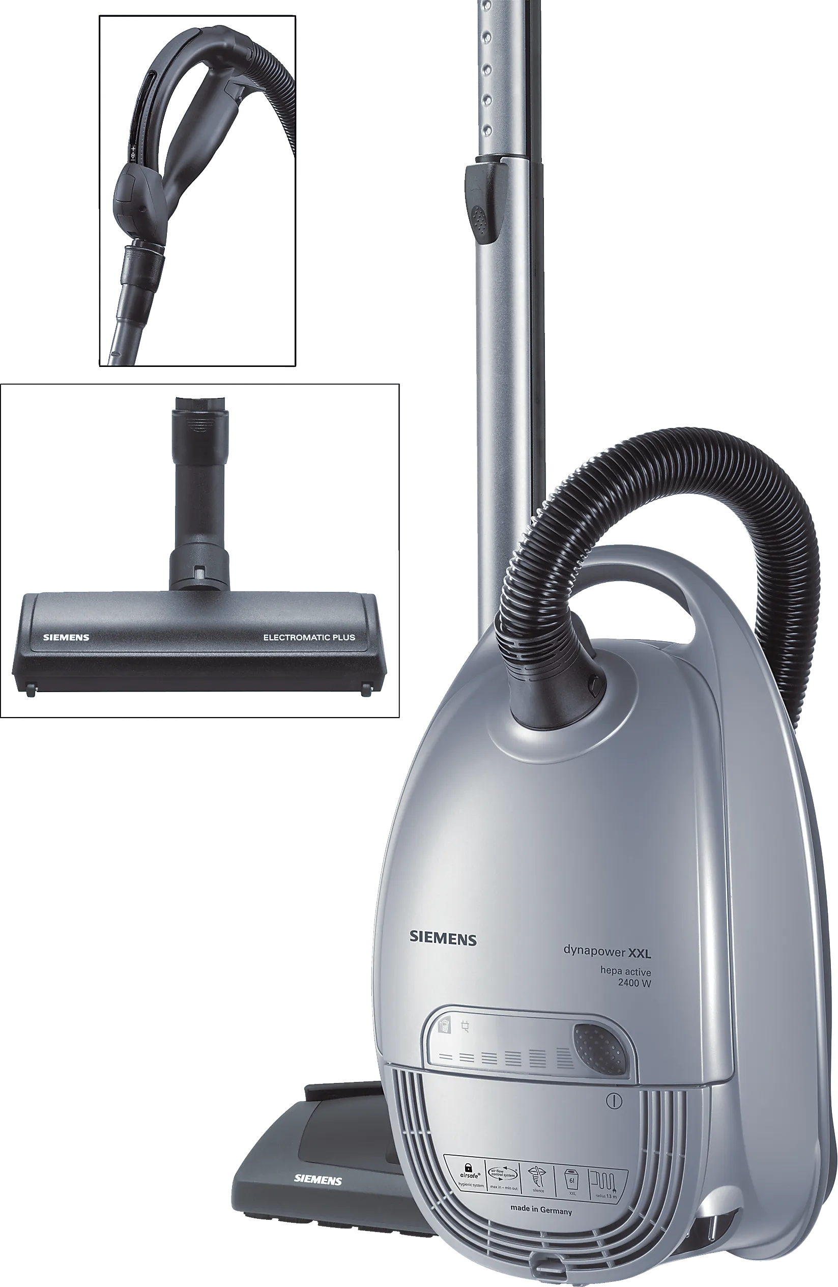  Bagged vacuum cleaner dynapower XXL hepa active2400W Silver
