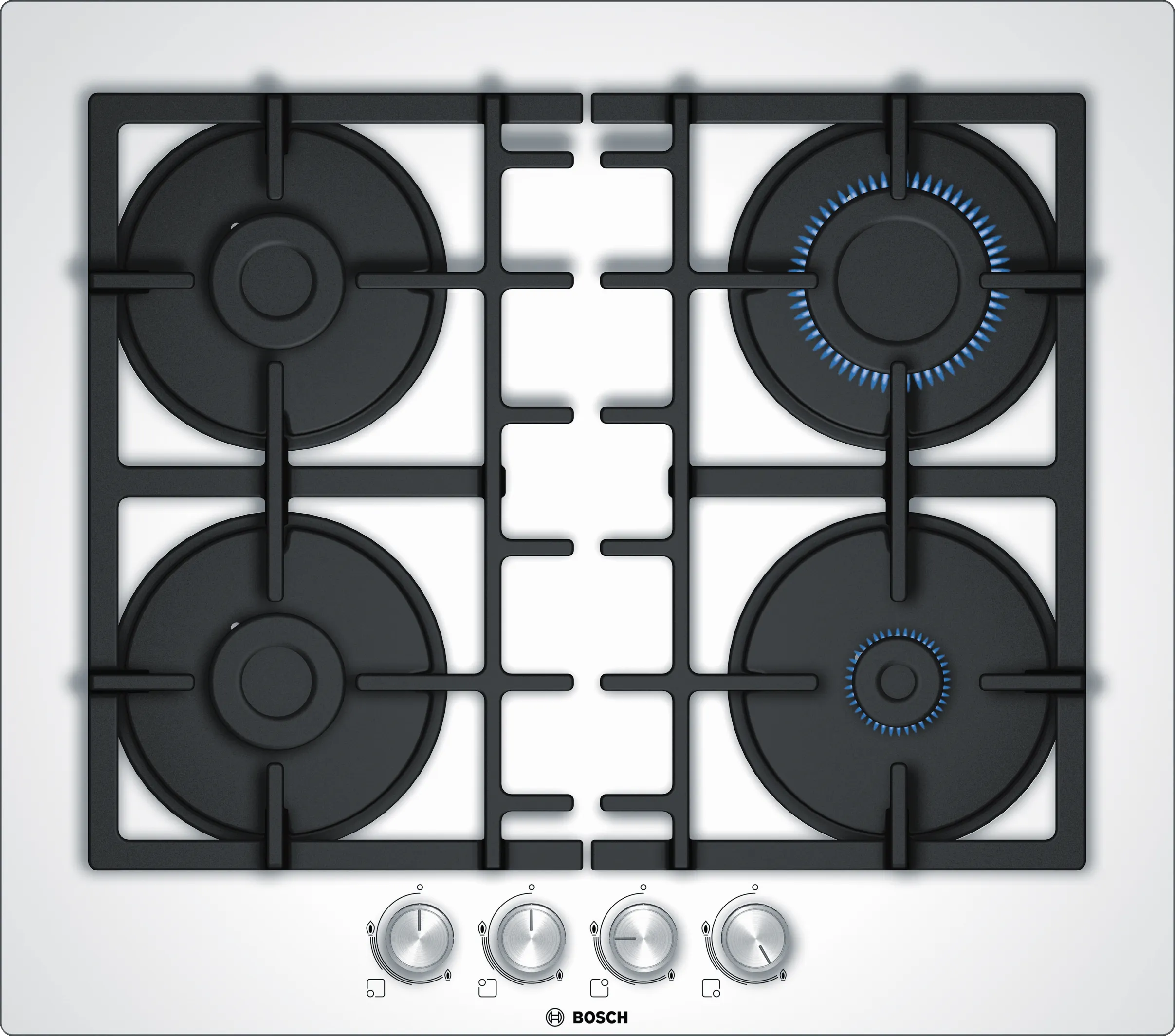 Серия 4 Газовая варочная панель 60 cm Закаленное стекло, Белый