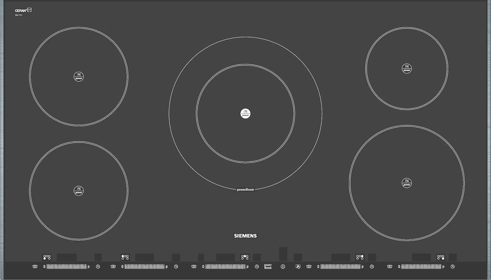 Induction hob 90 cm surface mount with frame