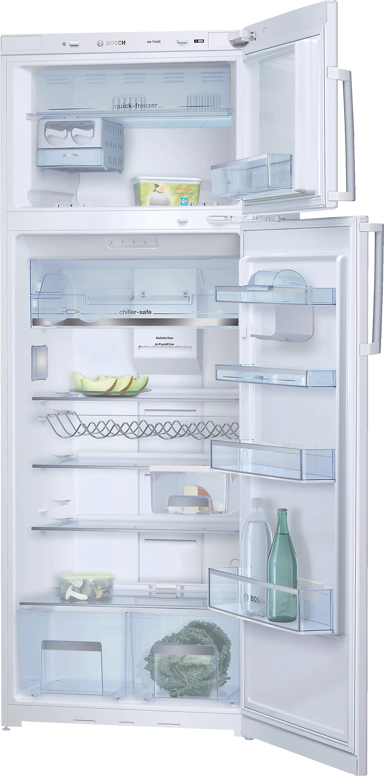  free-standing fridge-freezer with freezer at top 185 x 70 cm White