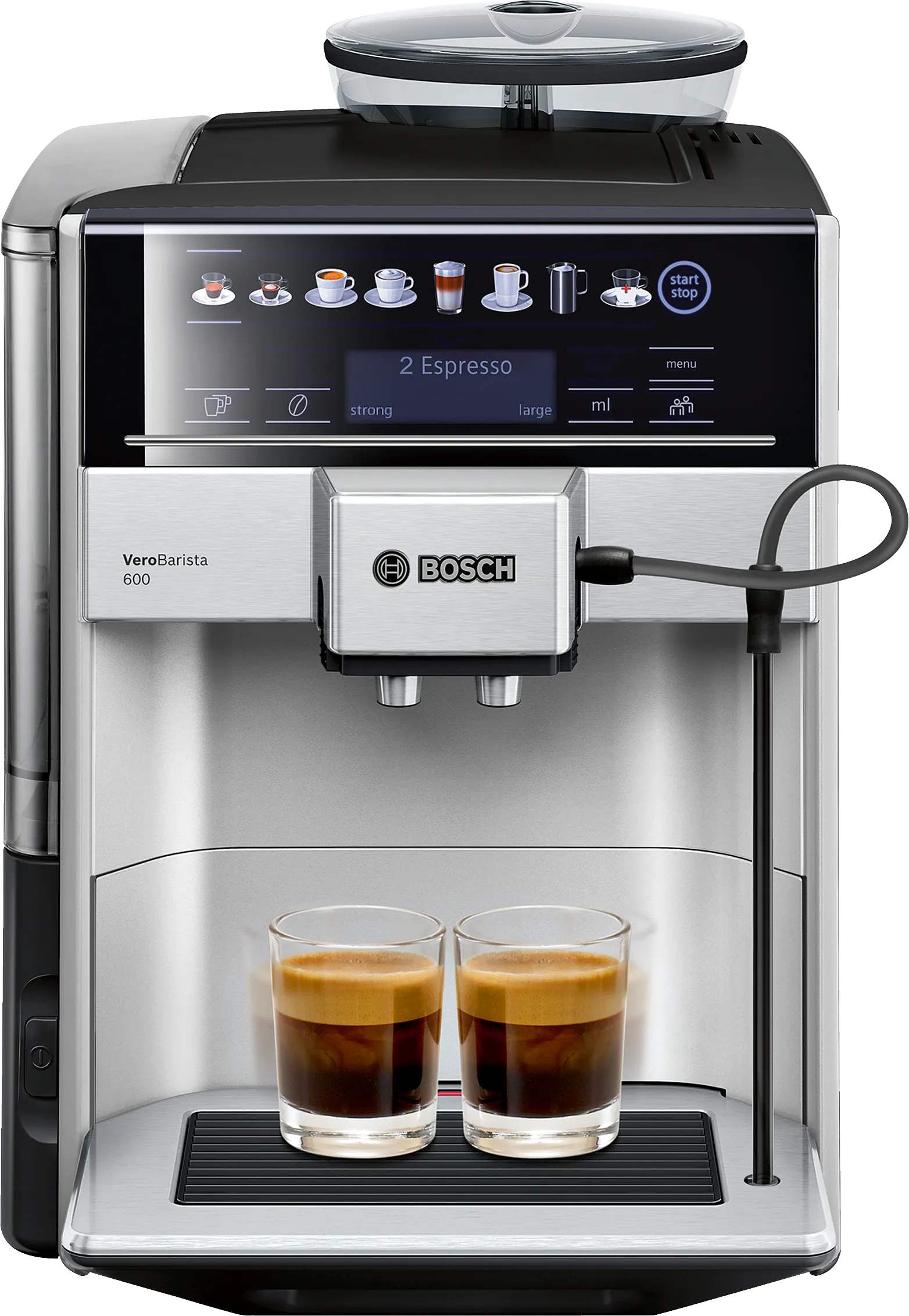 Fully automatic coffee machine Vero Barista 600 Silver, Removable water tank 