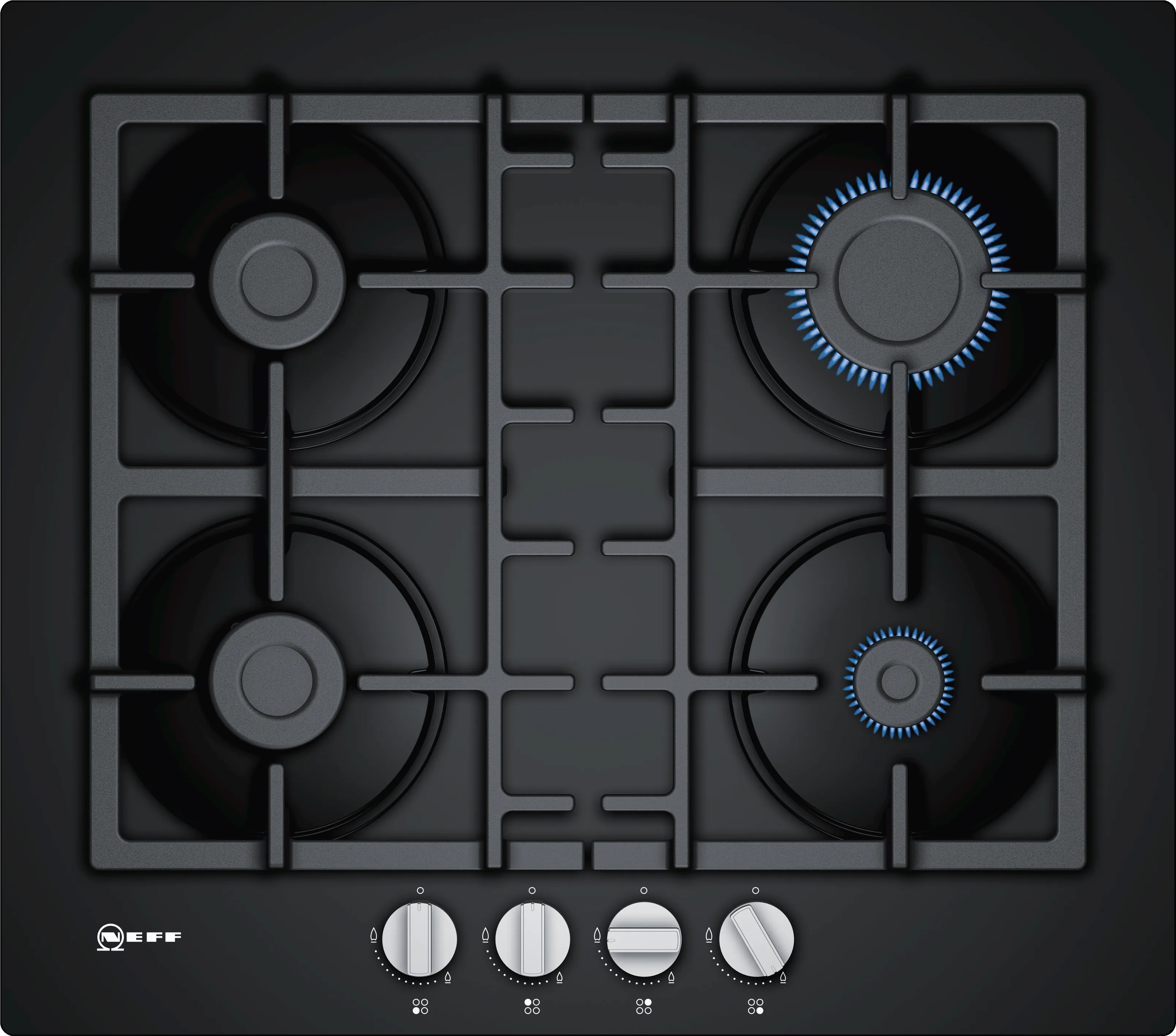 N 50 Gas hob 60 cm Tempered glass, Black 