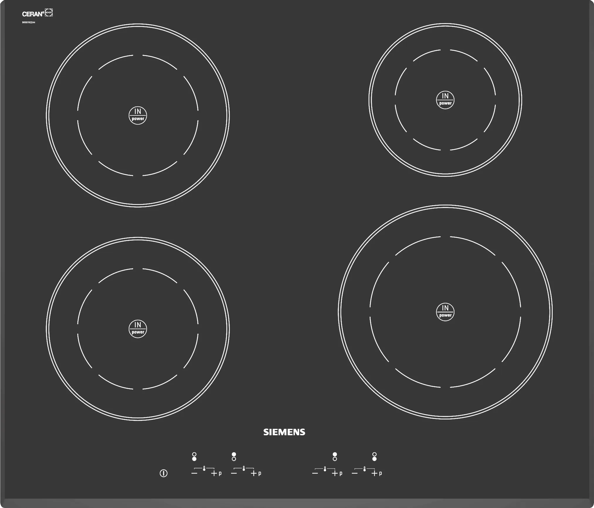  Induction hob 60 cm Black, surface mount without frame