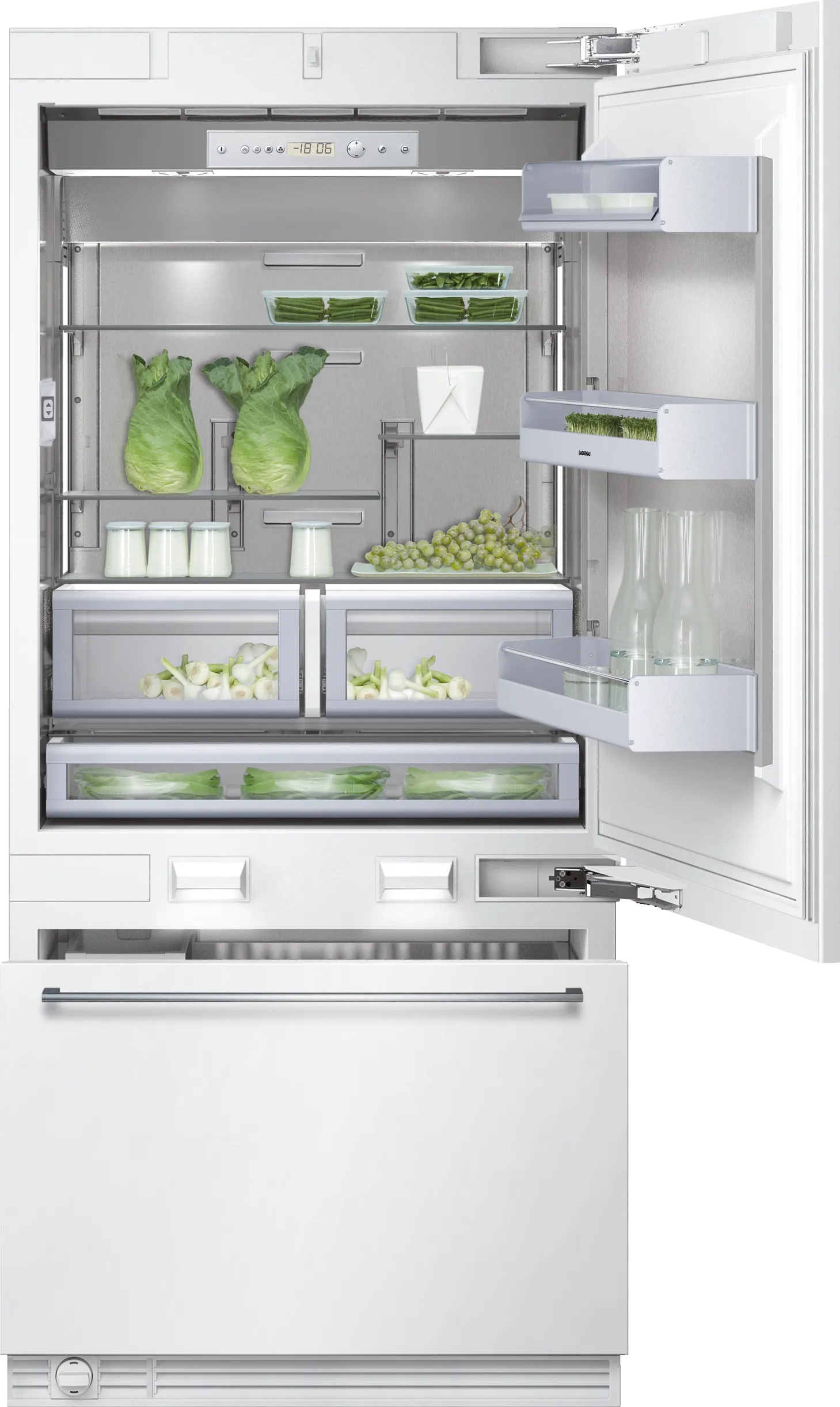 built-in fridge-freezer with freezer at bottom 213.4 x 91.4 cm