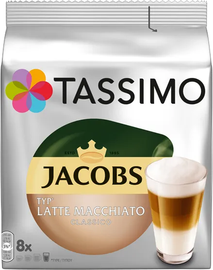 Coffee Tassimo T-Discs: Jacobs Latte Macchiato Classico Pack of 8 drinks 