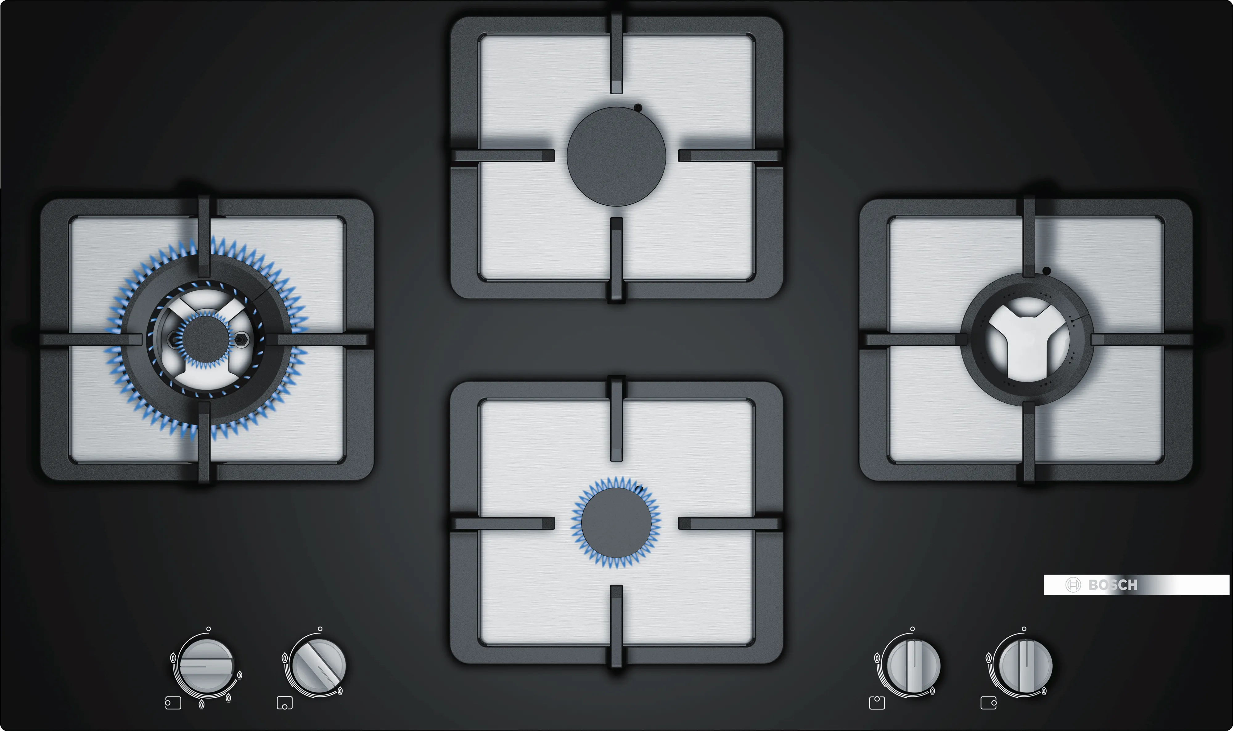 Series 4 Gas hob 90 cm Tempered glass, Black