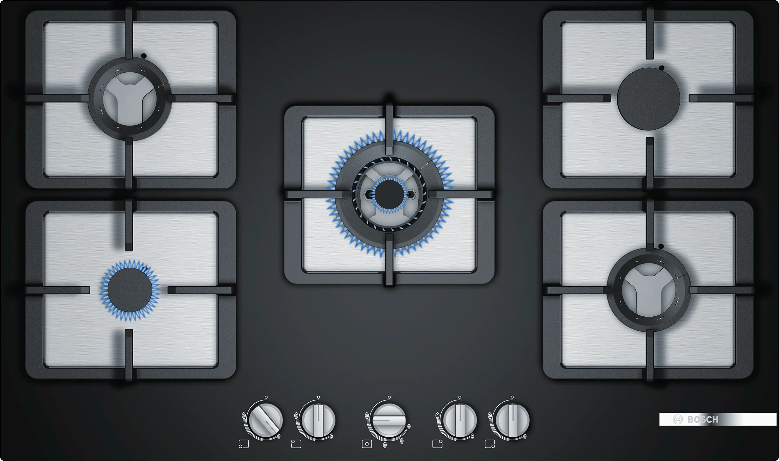 Series 4 Gas hob 90 cm Tempered glass, Black
