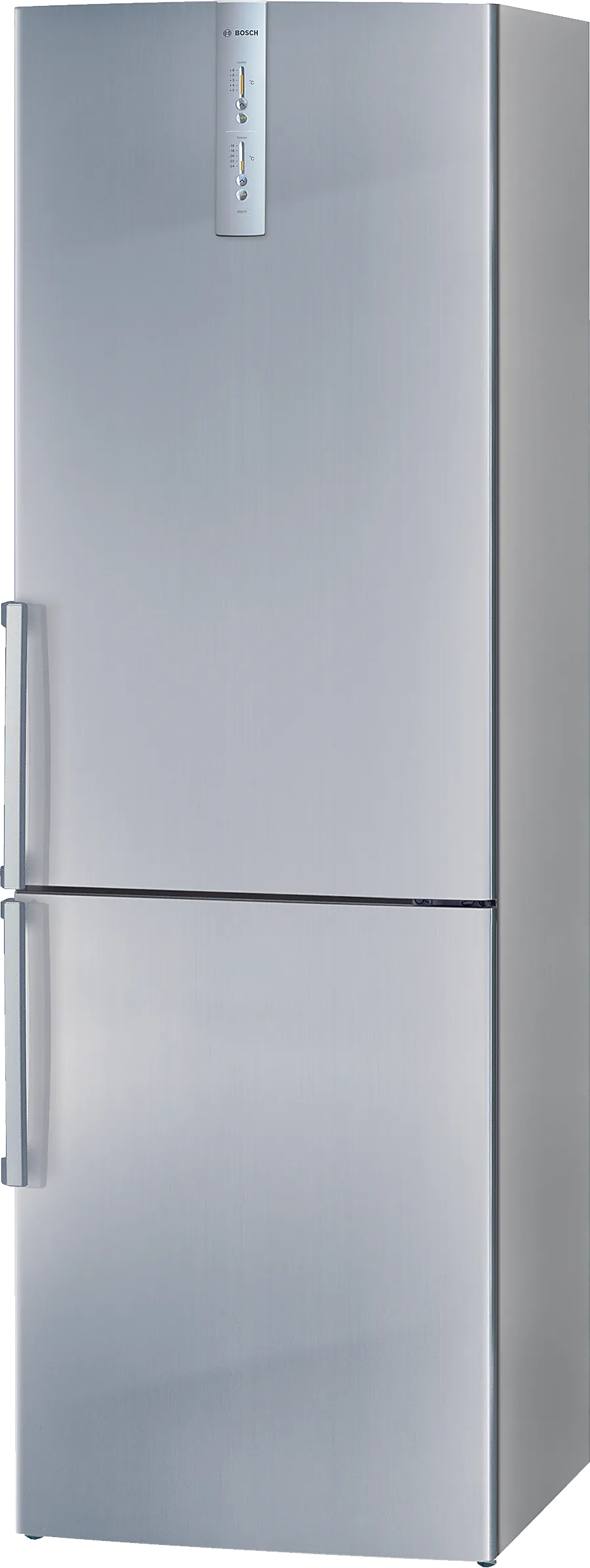 free-standing fridge-freezer with freezer at bottom 185 x 60 cm Brushed steel (with anti-fingerprint), Total No Frost