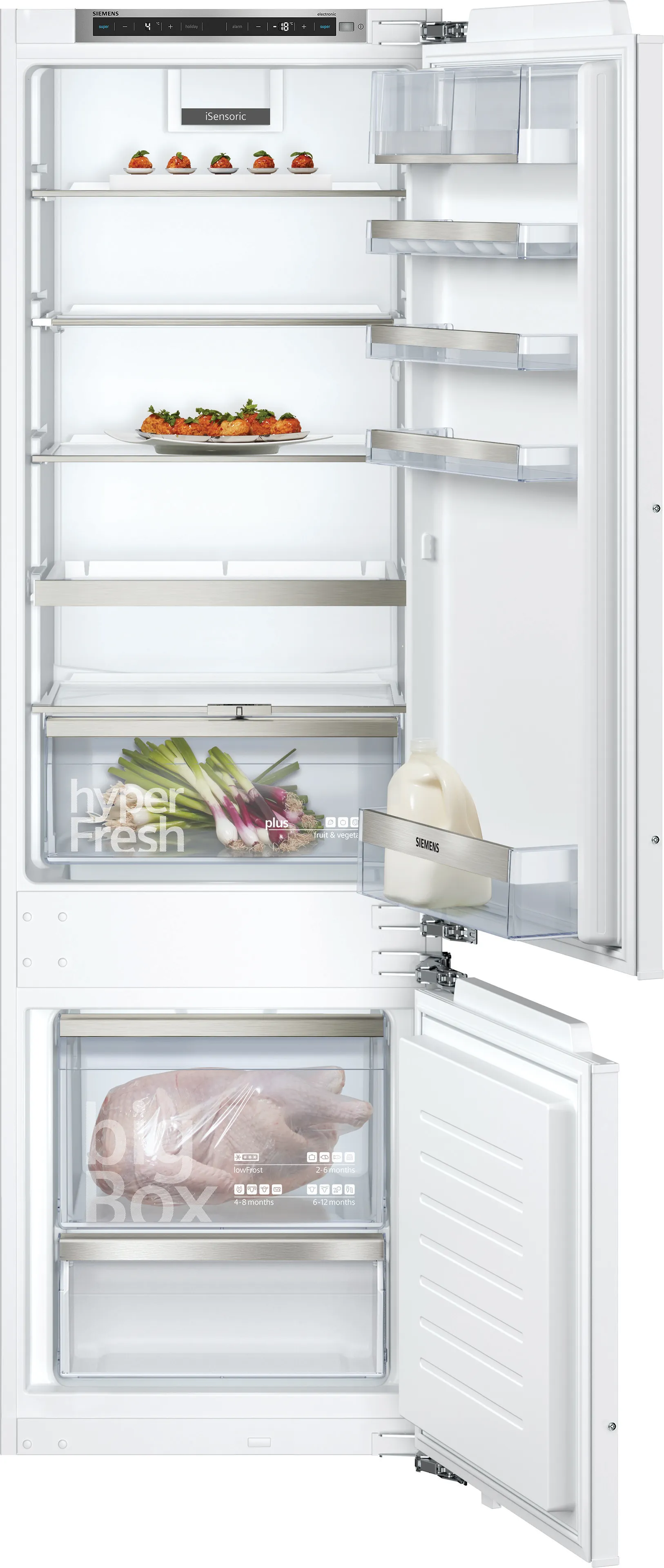 iQ500 Réfrigérateur-congélateur intégrable avec compartiment congélation en bas 177.2 x 55.8 cm Charnières plates SoftClose 