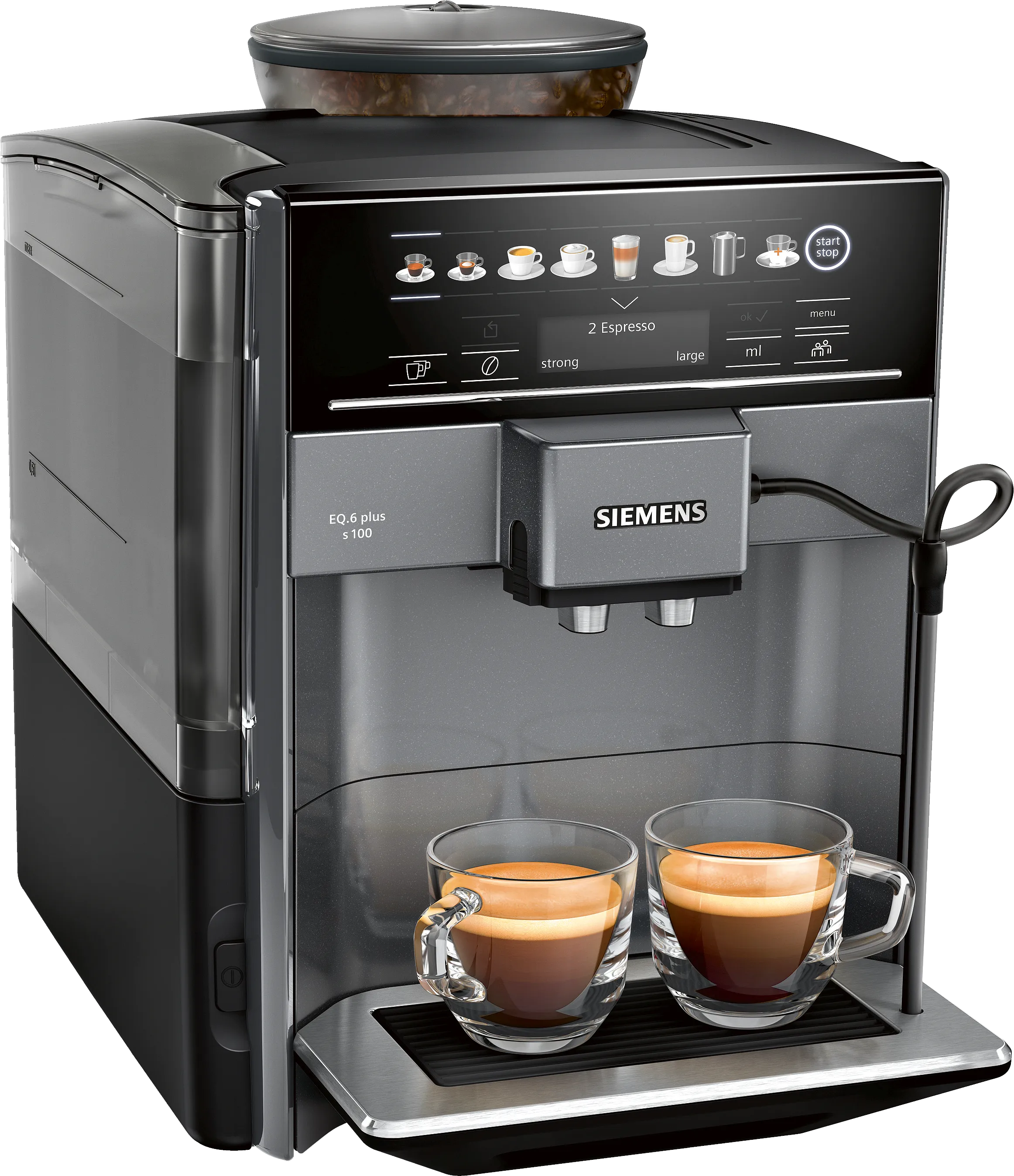 Fully automatic coffee machine EQ6 plus s100 Diamond titanium metallic, Removable water tank 