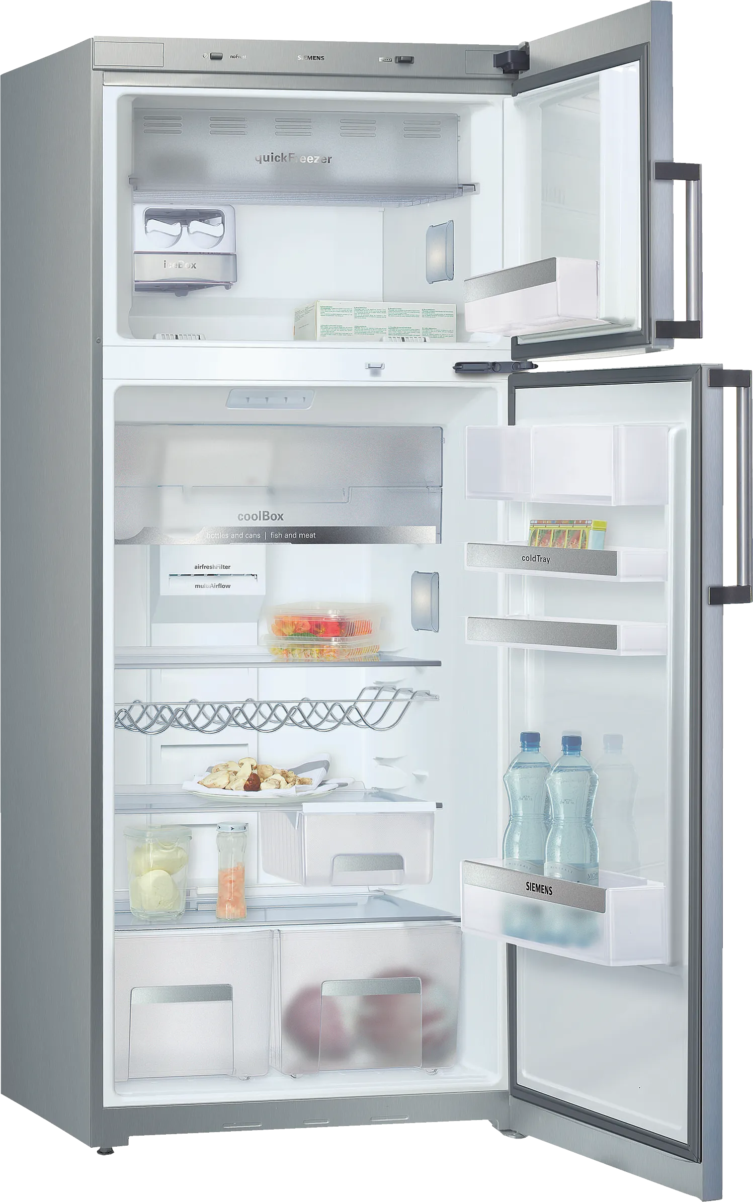  free-standing fridge-freezer with freezer at top 170 x 70 cm Brushed steel anti-fingerprint, Total noFrost