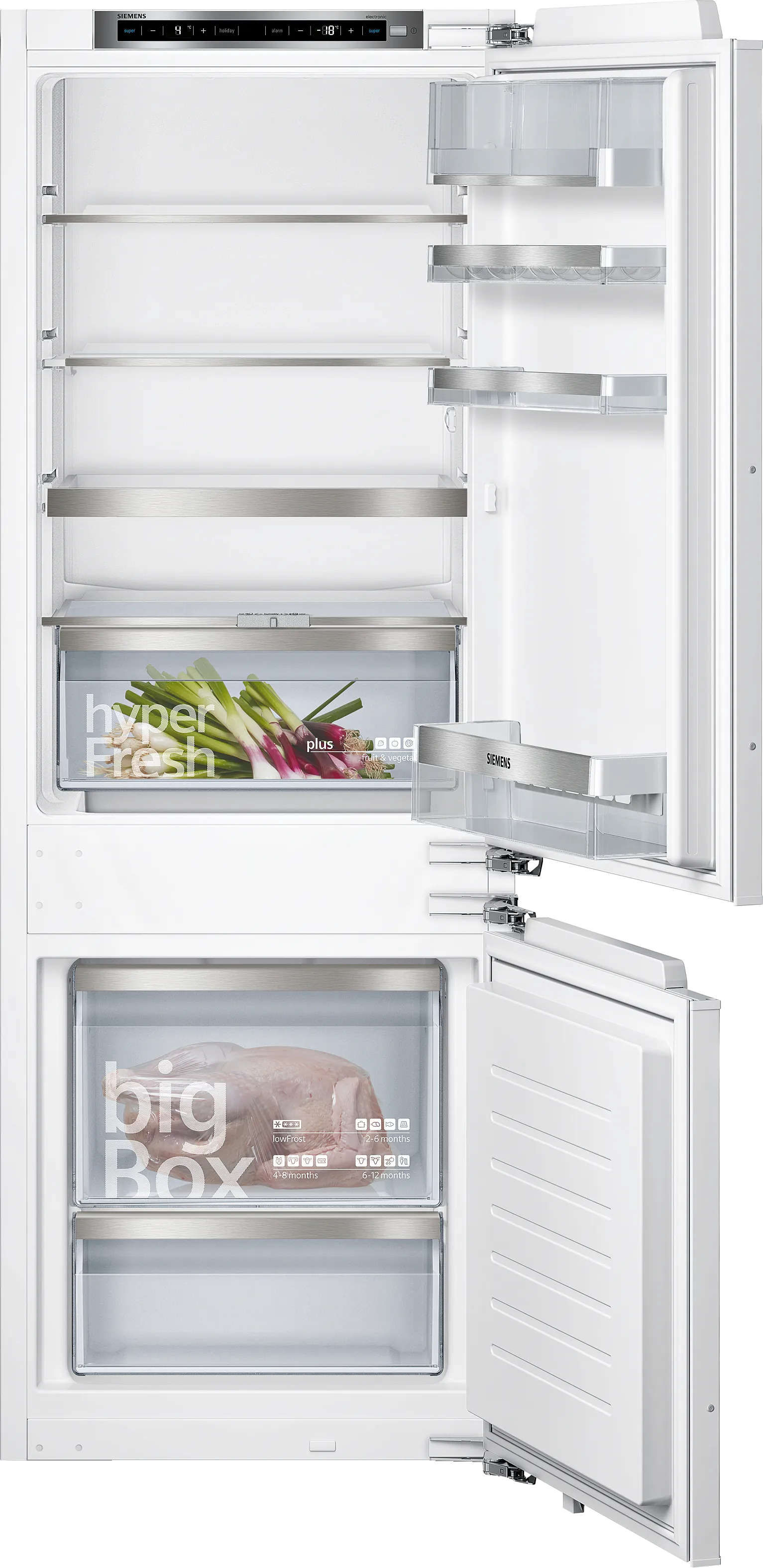 iQ500 Einbau-Kühl-Gefrier-Kombination mit Gefrierbereich unten 157.8 x 55.8 cm Flachscharnier mit Softeinzug 