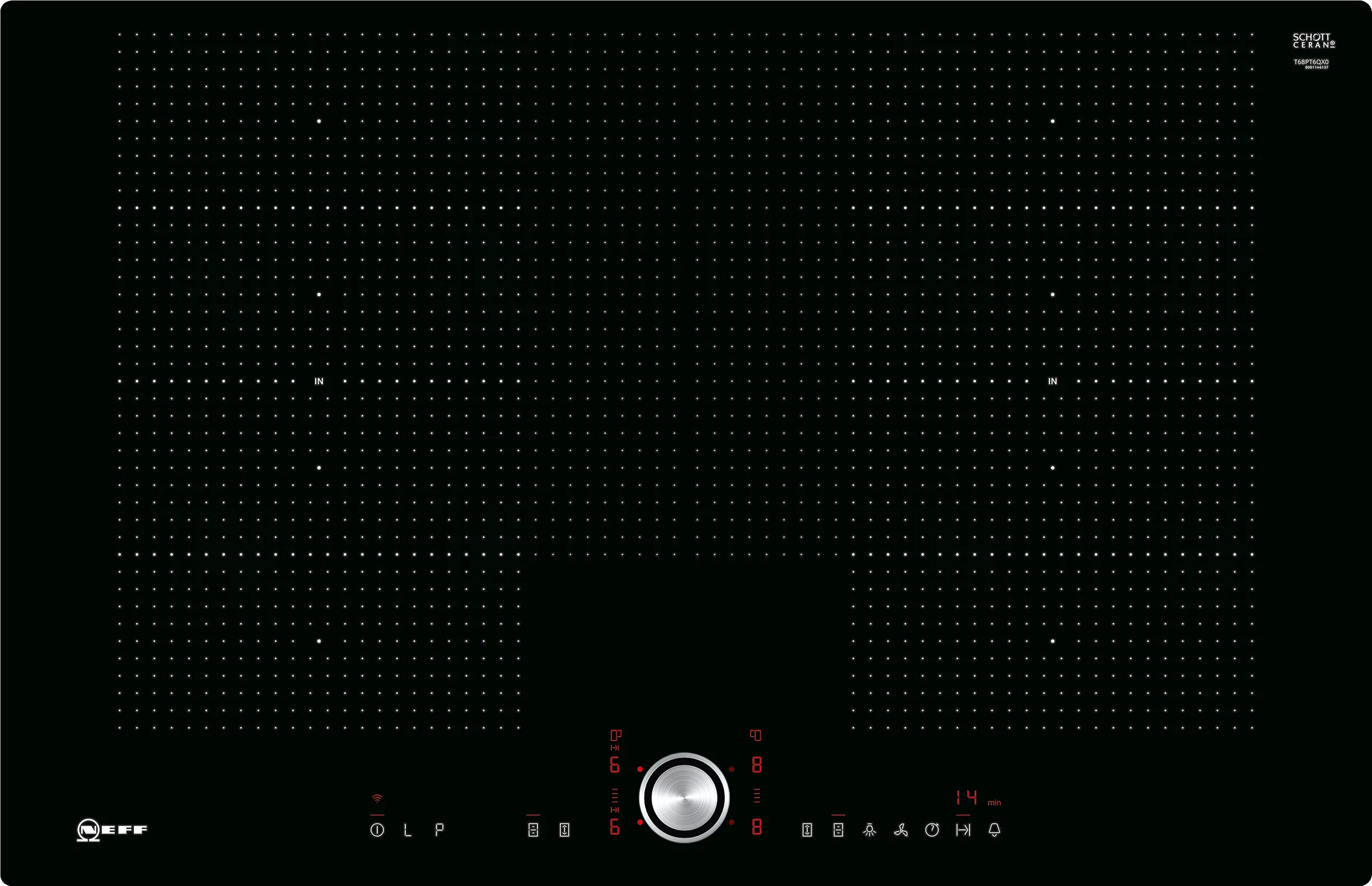 N 70 Induktionskochfeld 80 cm Schwarz, flächenbündig (integriert)