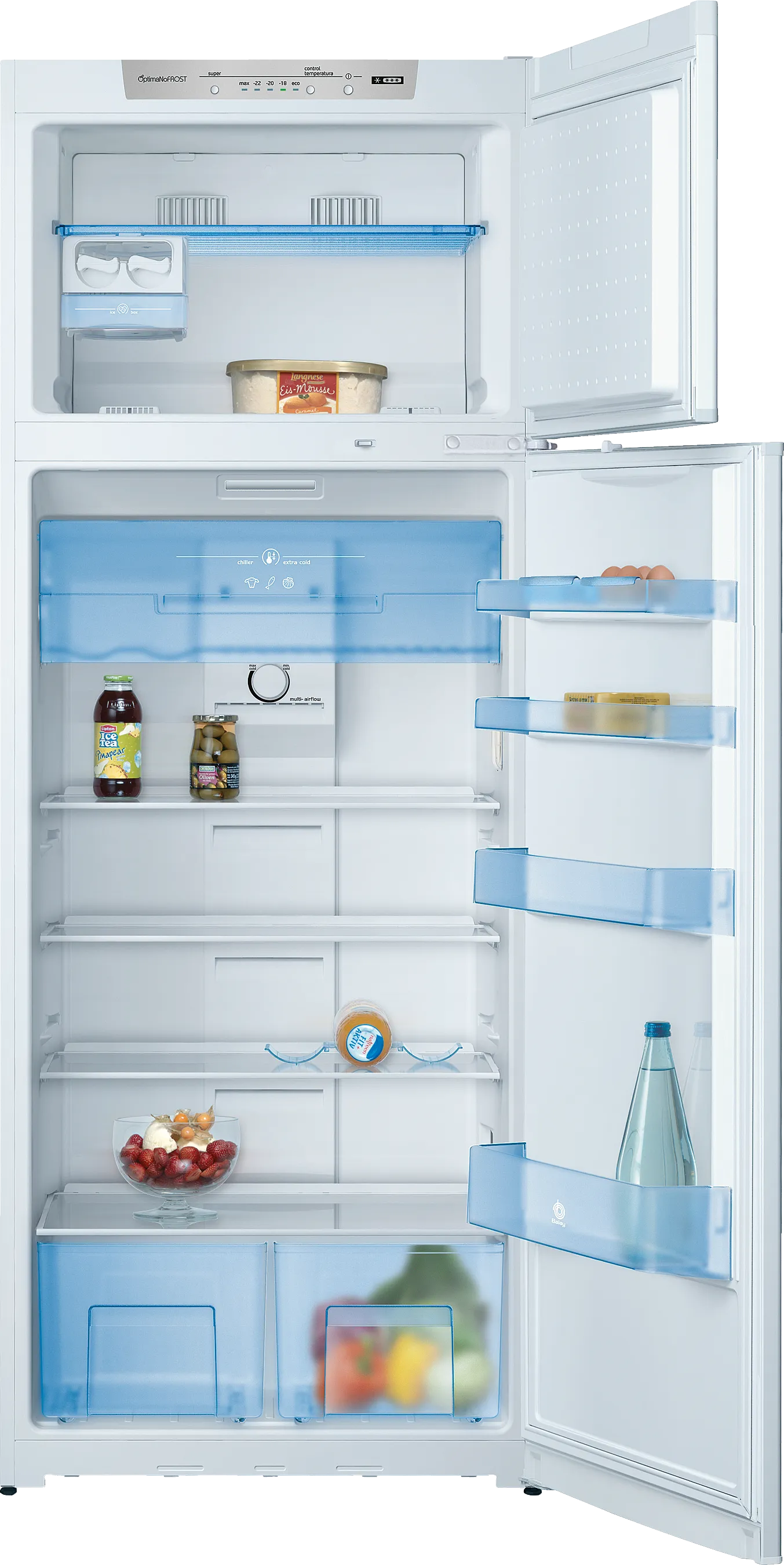 free-standing fridge-freezer with freezer at top 185.8 x 70 cm White