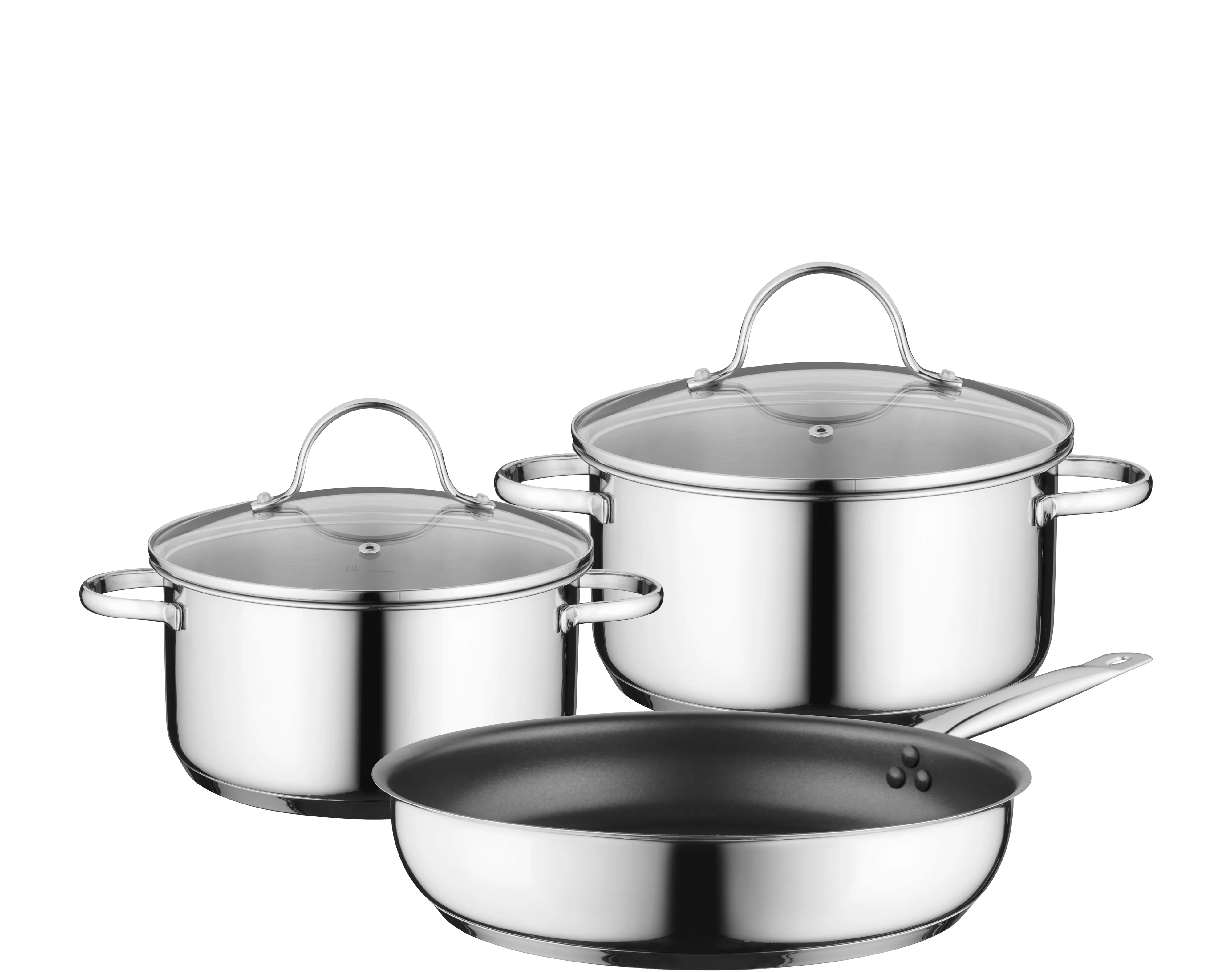 Set of 2 pots and 1 pan Ideal for Bosch induction hobs 