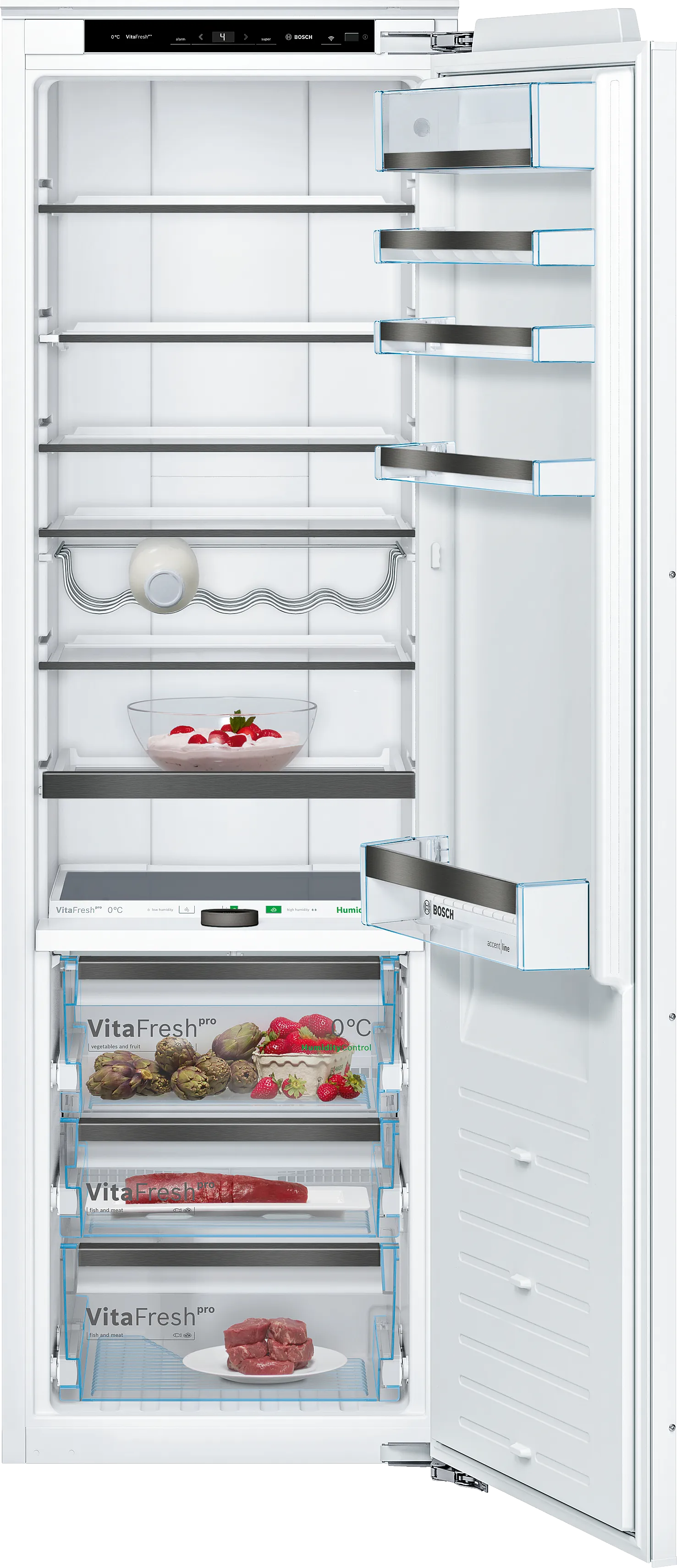 Serija 8 Įmontuojamasis šaldytuvas 177.5 x 56 cm švelniai uždaromas plokščias vyris 