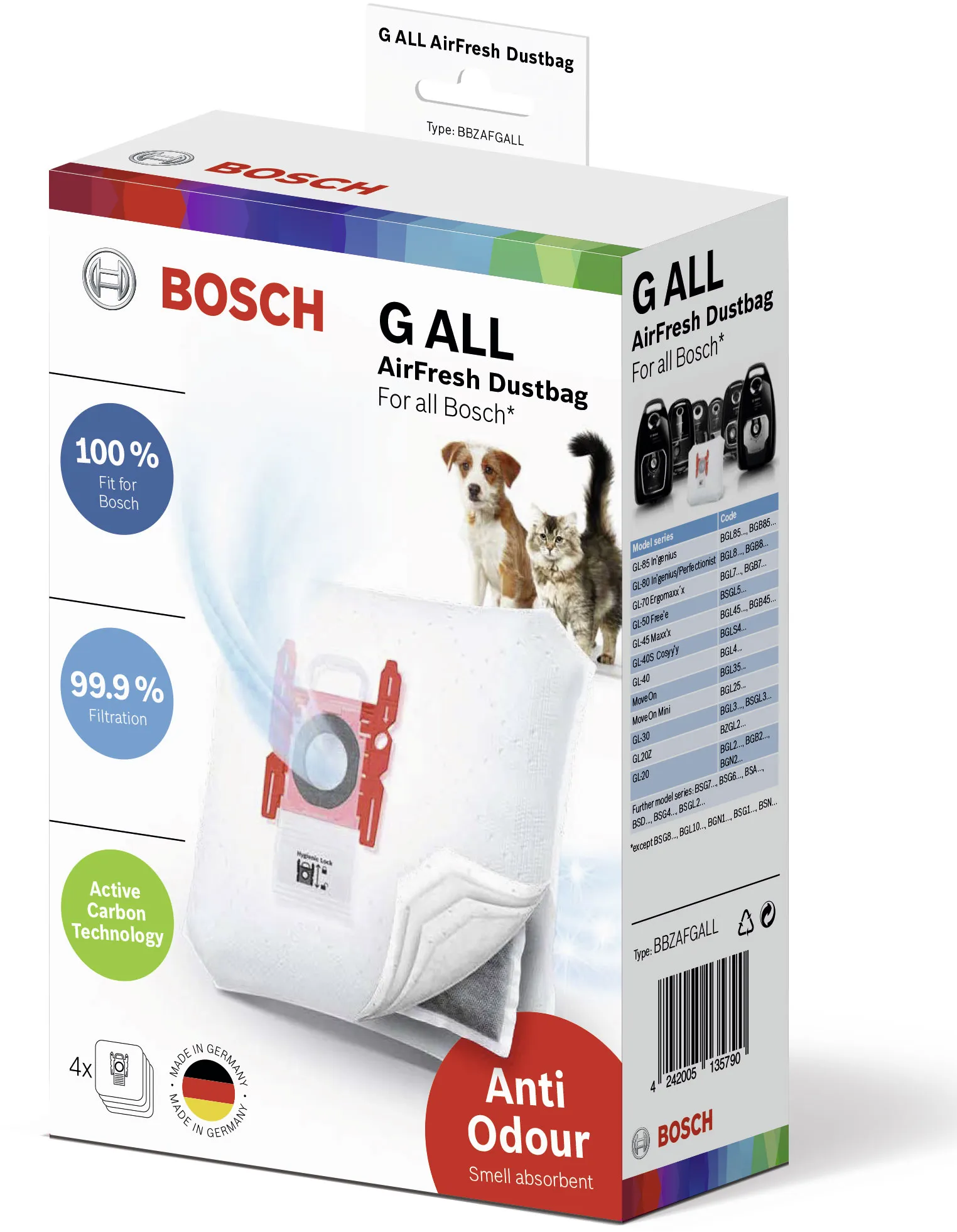 PakTrade 5 Sacchetti Per Aspirapolvere Bosch GL-30 E BGL3B330 - Con Filtro Di Ricambio Incluso - Microfibra Multistrato