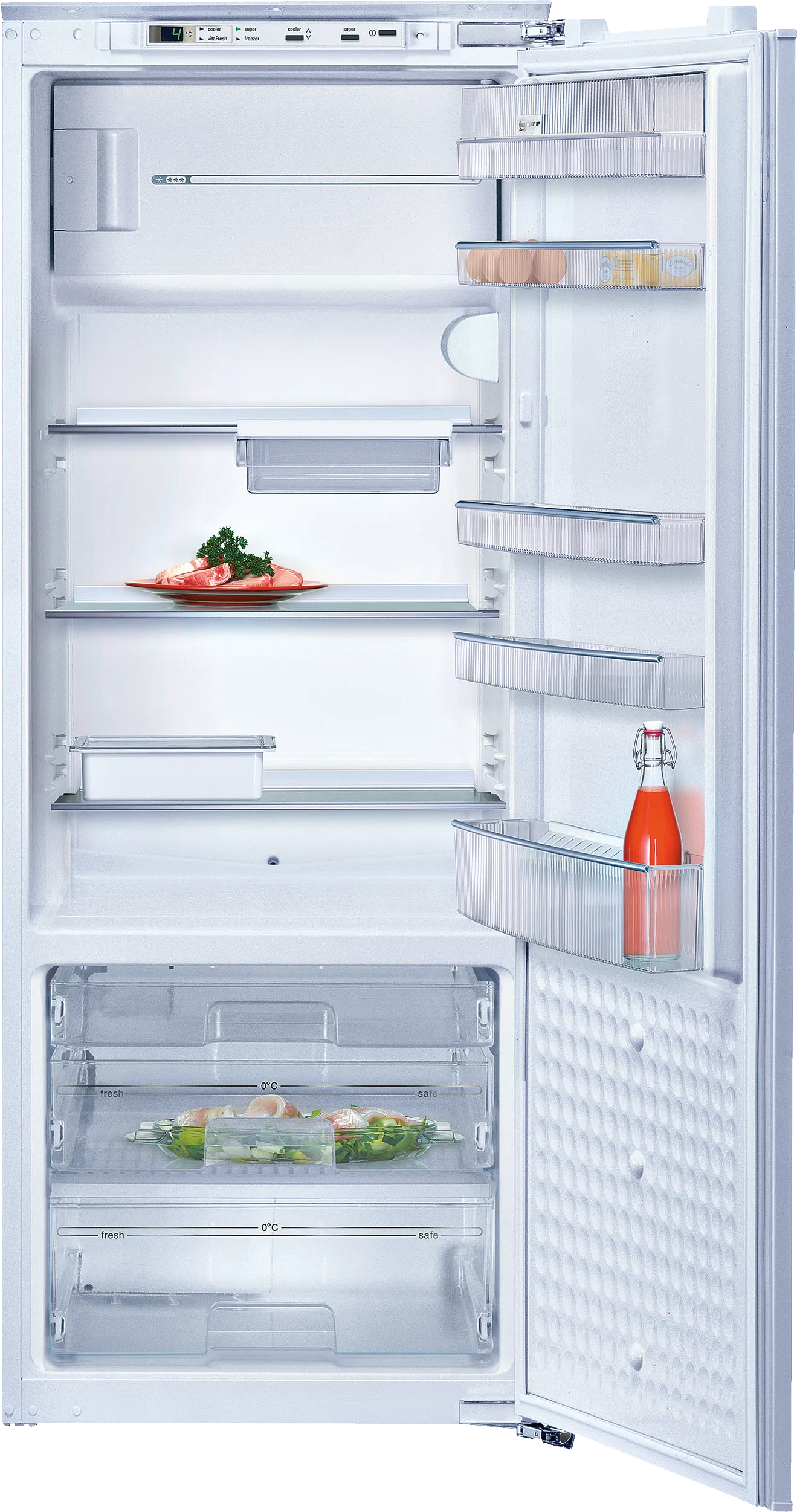  built-in fridge with freezer section 140 x 56 cm flat hinge