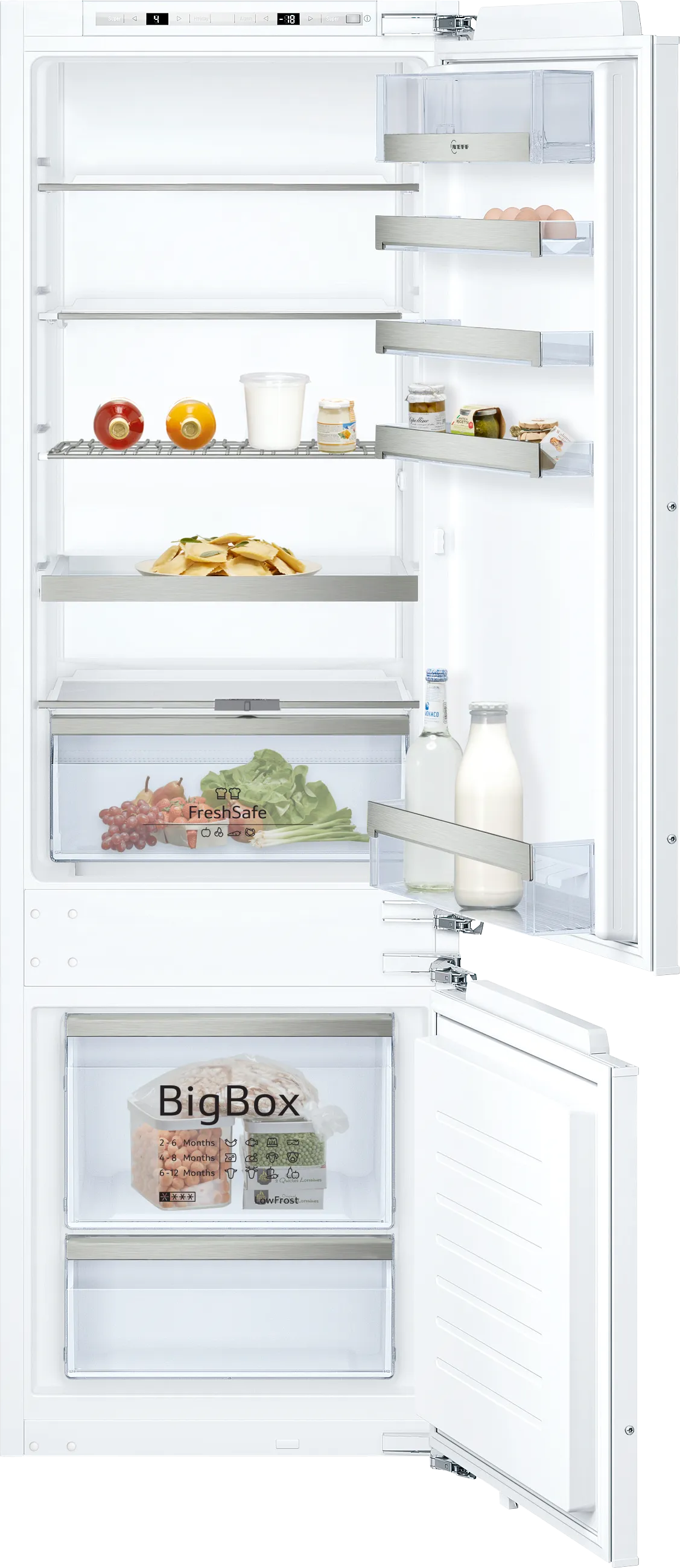 N 70 built-in fridge-freezer with freezer at bottom 177.2 x 55.8 cm flat hinge 