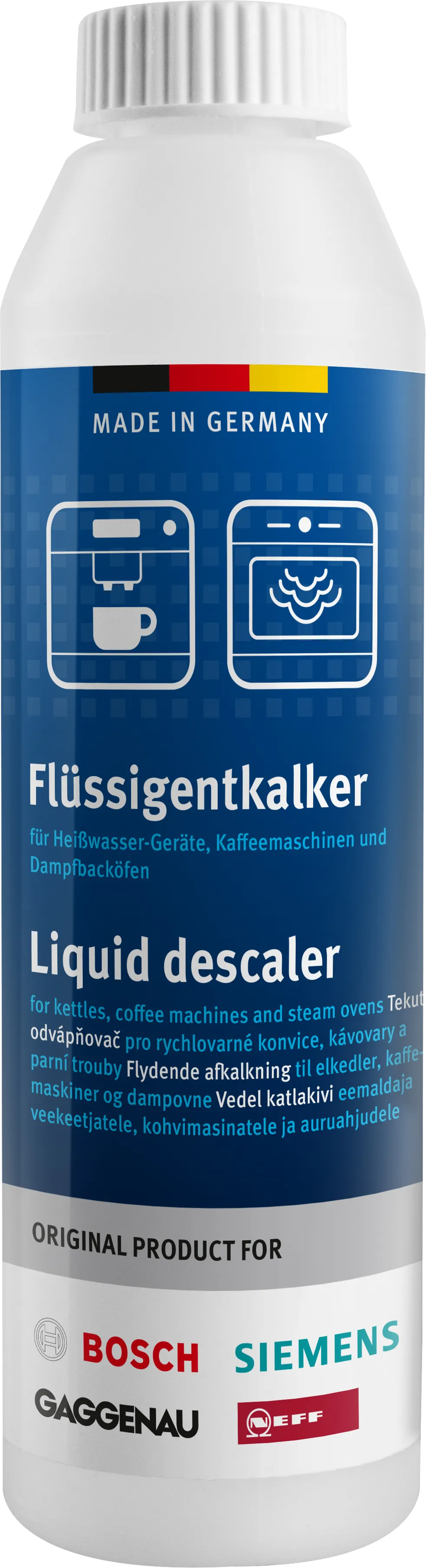 Flytende avkalkingsmiddel for kaffemaskiner, vannkokere og steamovner - 250 ml 