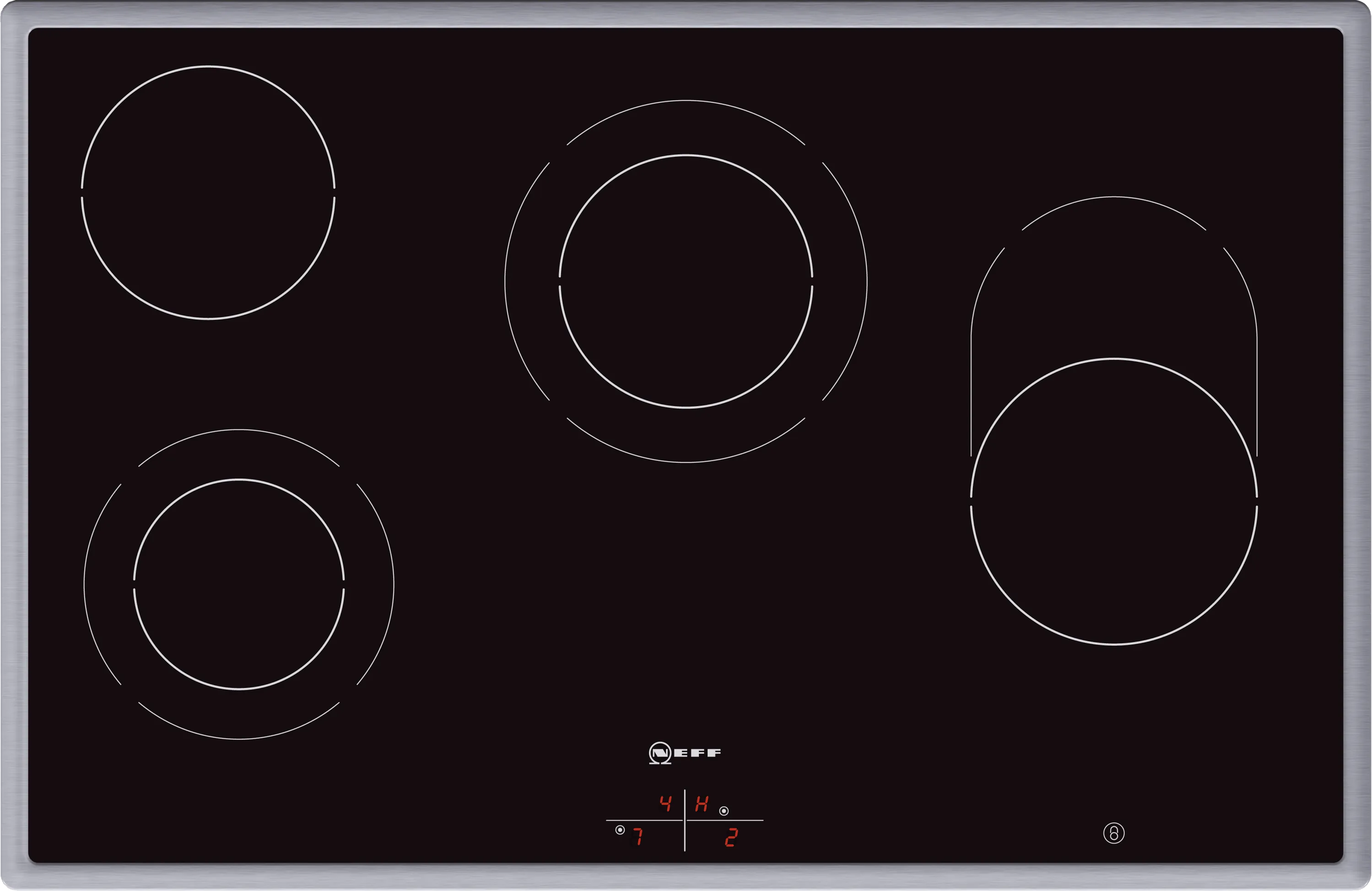  Electric hob 80 cm control panel on the cooker, surface mount with frame