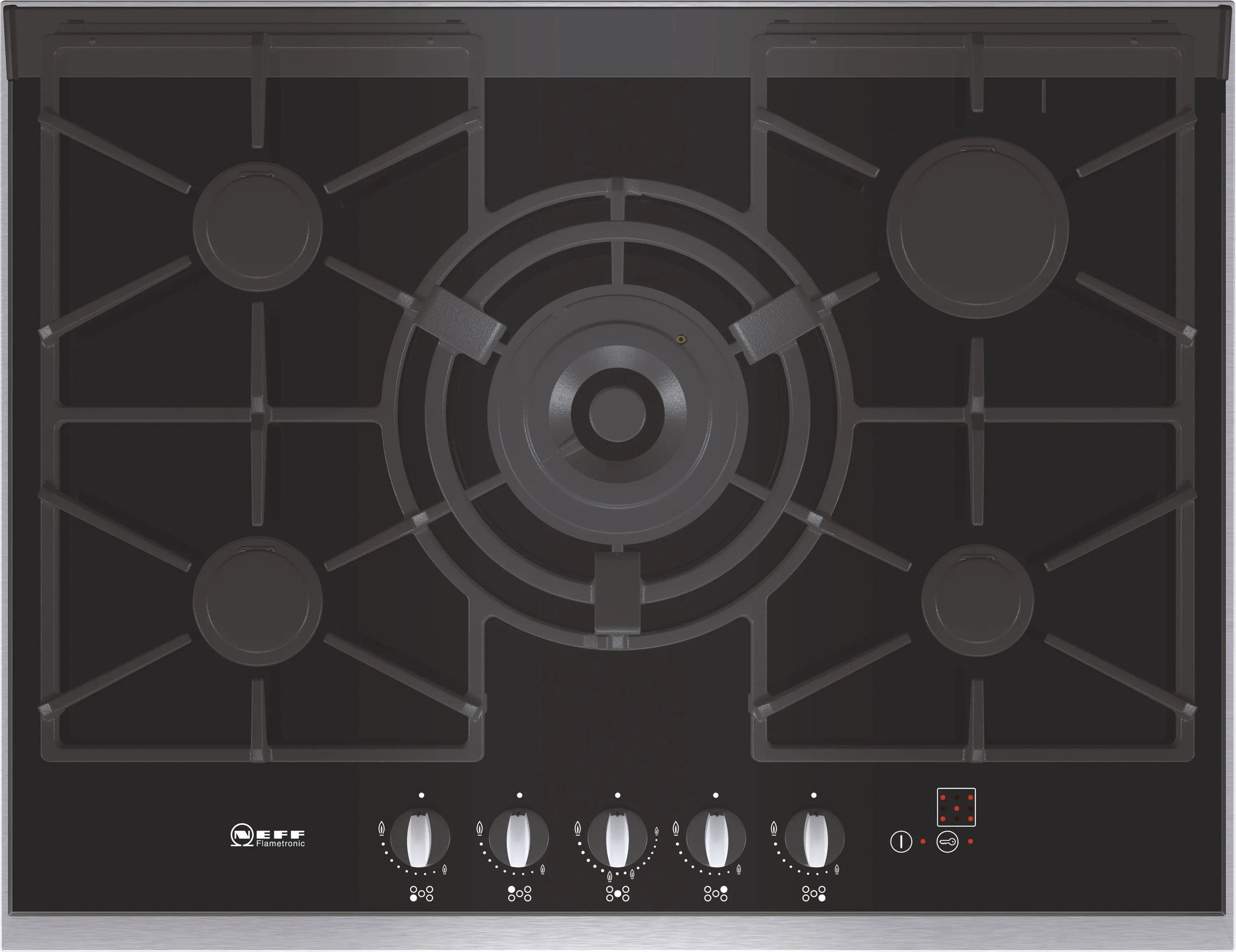  Gas hob 70 cm Glass ceramic, Black