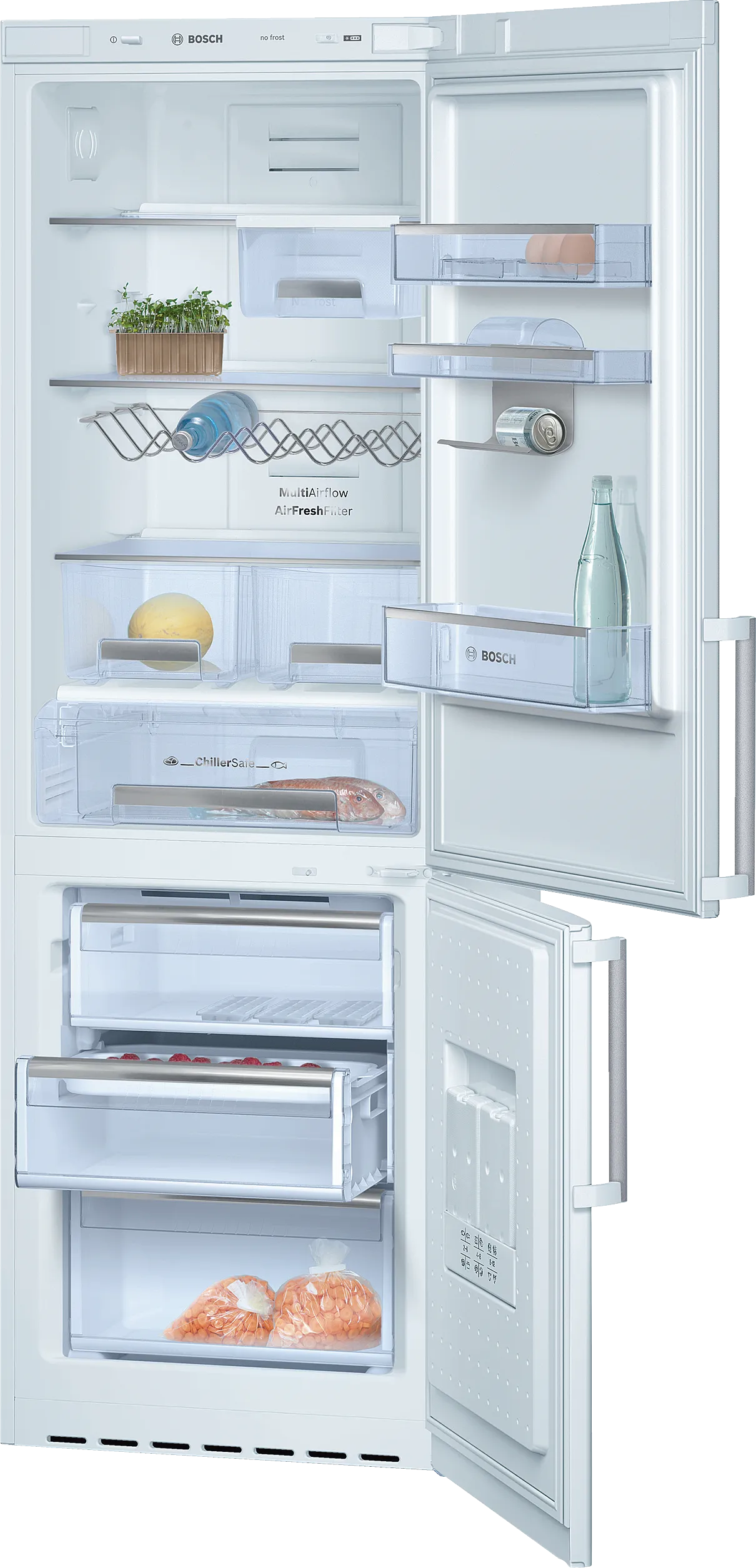 free-standing fridge-freezer with freezer at bottom 185 x 60 cm White, Total No Frost