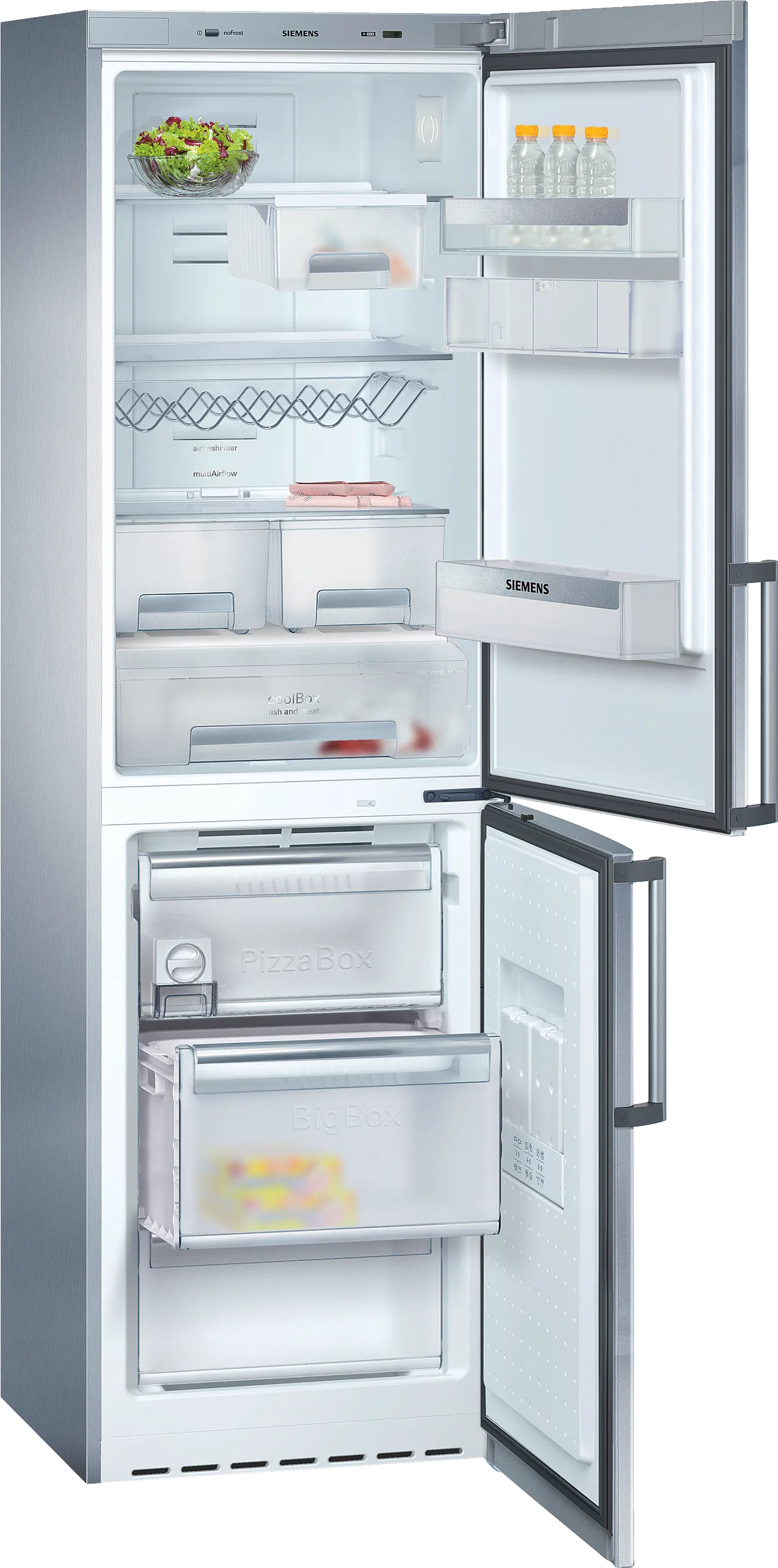  free-standing fridge-freezer with freezer at bottom 200 x 60 cm Brushed steel anti-fingerprint, Total noFrost