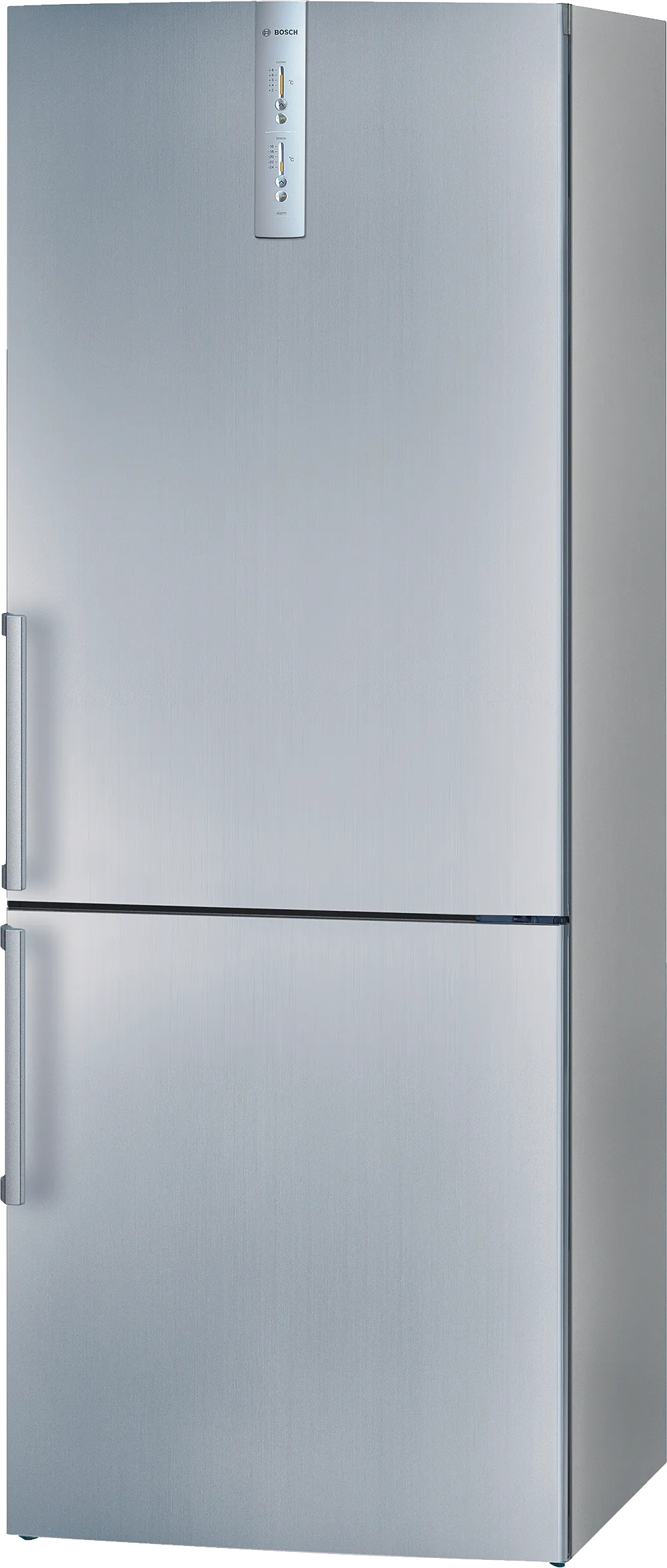  free-standing fridge-freezer with freezer at bottom 185 x 70 cm Stainless steel look, Total No Frost