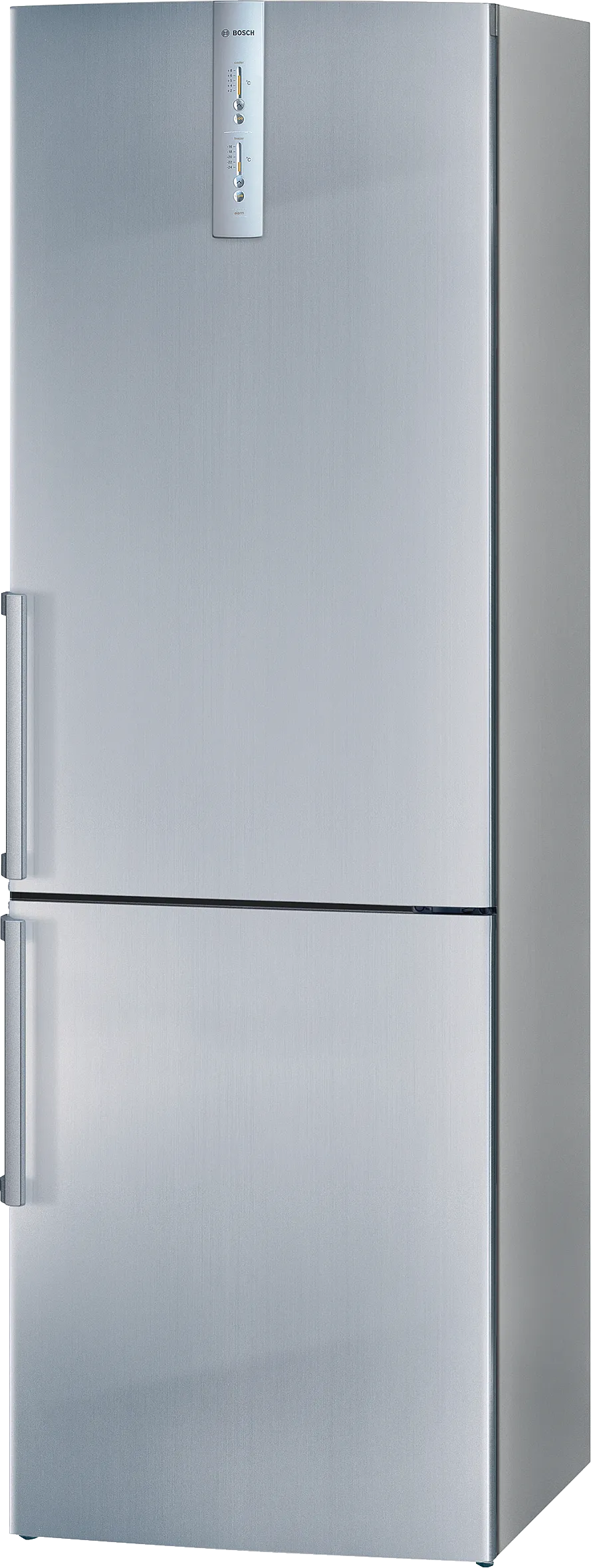 free-standing fridge-freezer with freezer at bottom 185 x 60 cm Brushed steel (with anti-fingerprint), Total No Frost