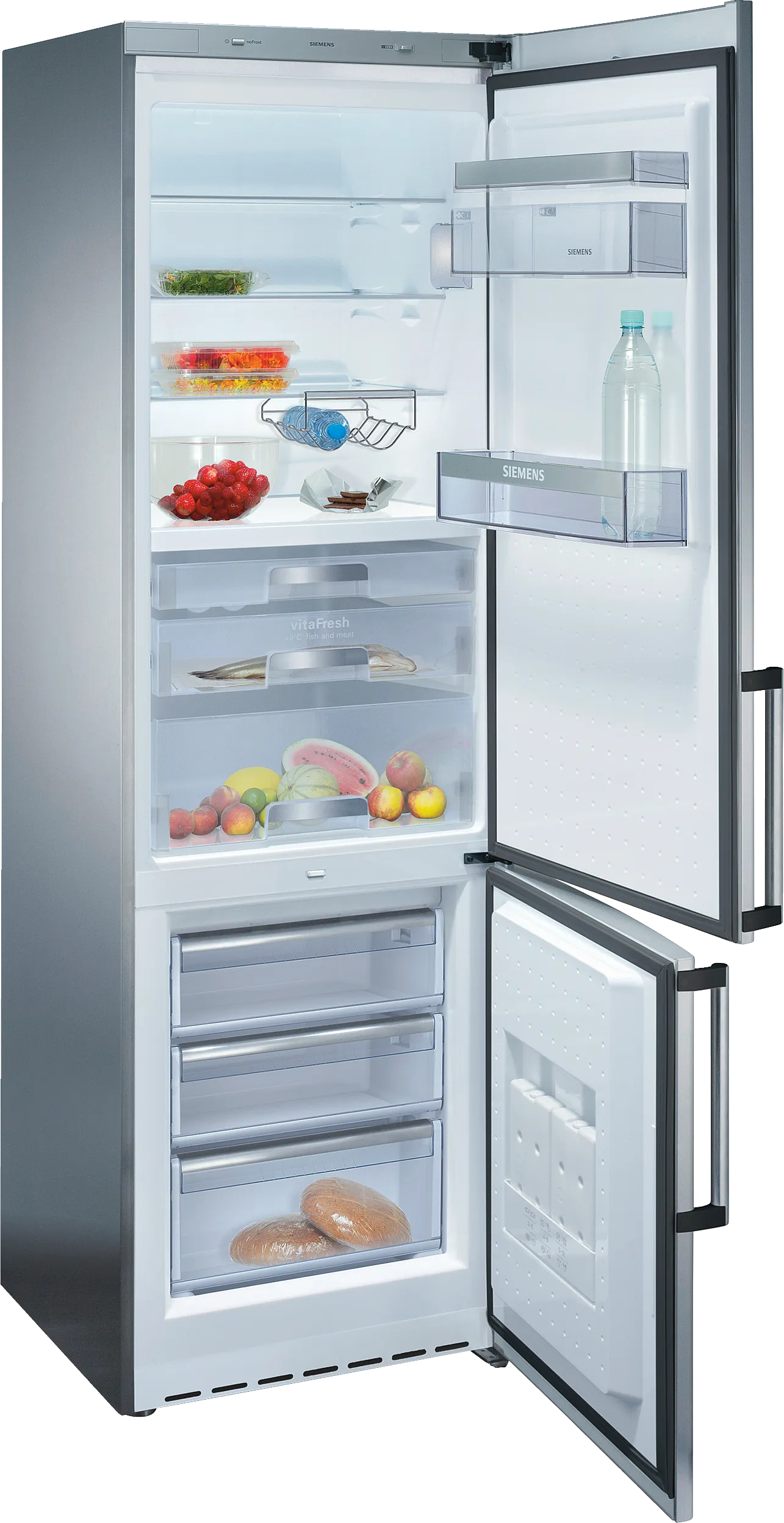  free-standing fridge-freezer with freezer at bottom 200.4 x 60 cm Stainless steel