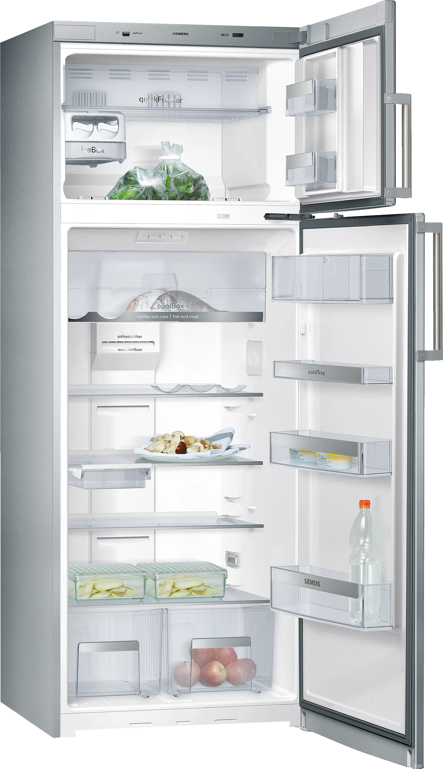 iQ500 Üstten Donduruculu Buzdolabı 185 x 70 cm Kolay temizlenebilir Inox, Total noFrost