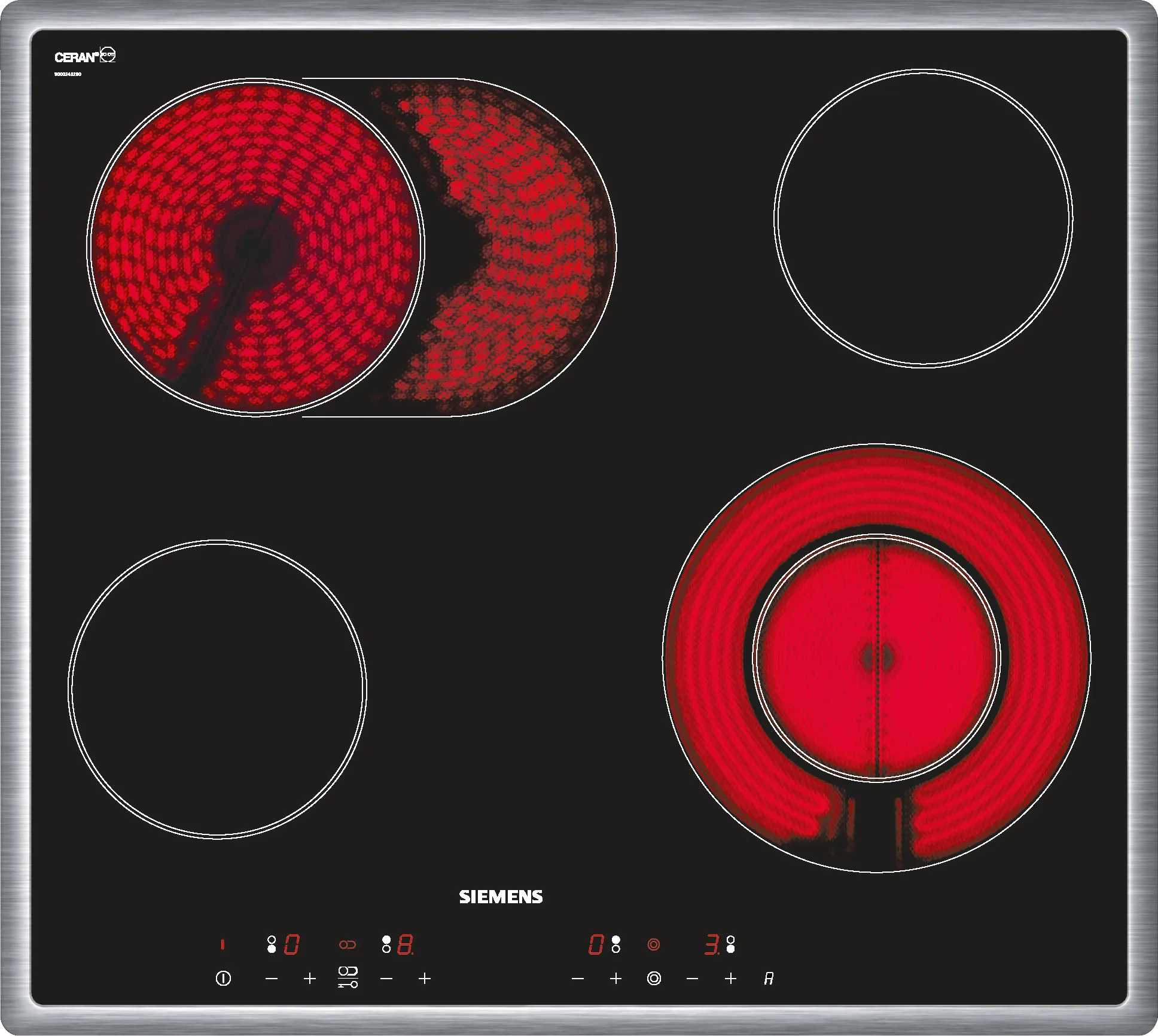 Electric hob 60 cm Black, surface mount with frame