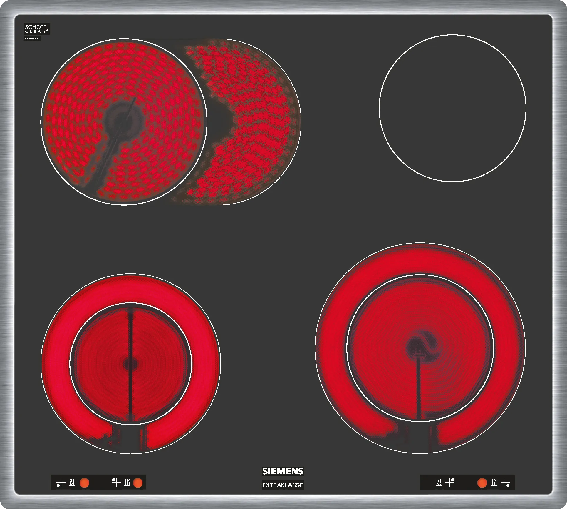 Electric hob 60 cm control panel on the cooker, Black, surface mount with frame 