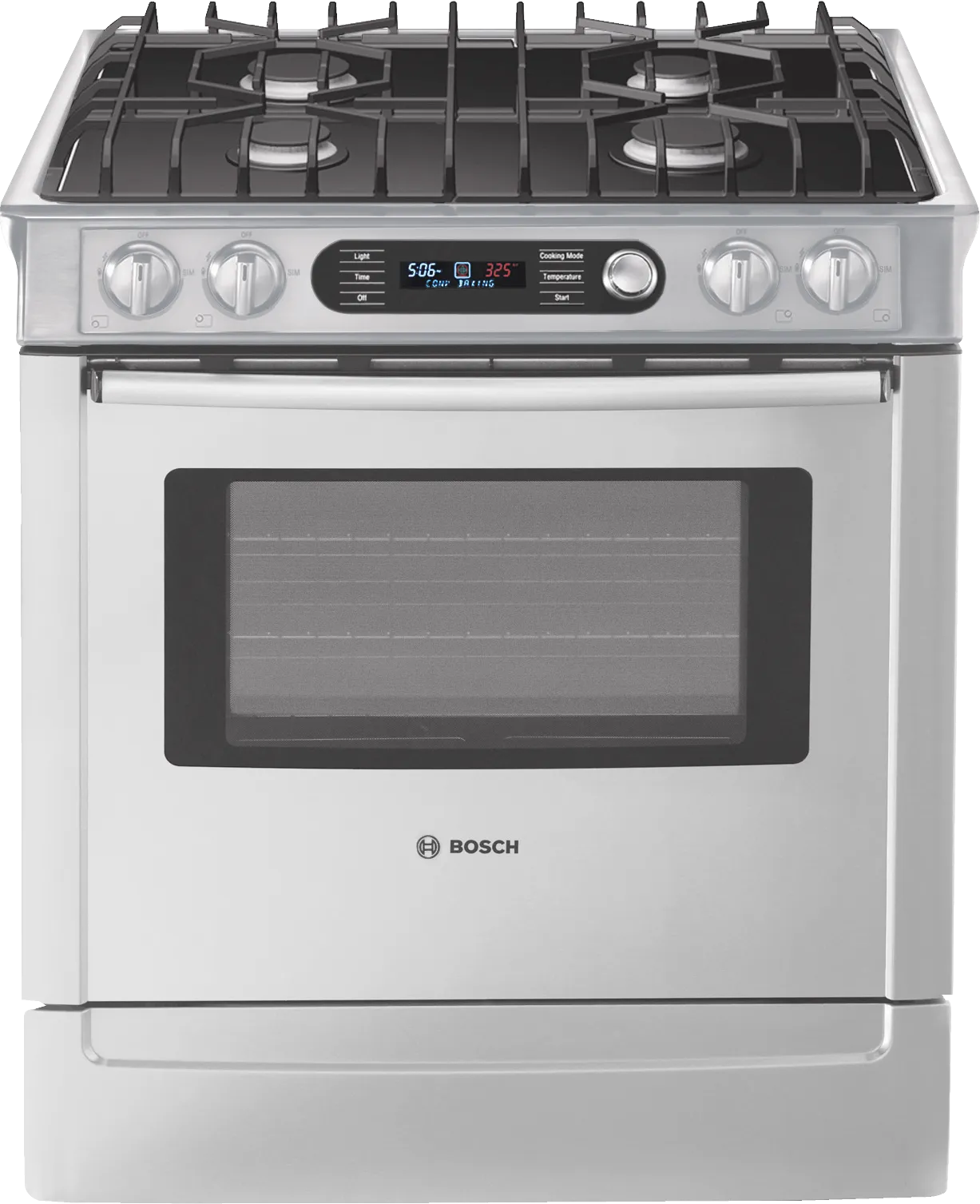 Dual fuel slide-in range Stainless steel