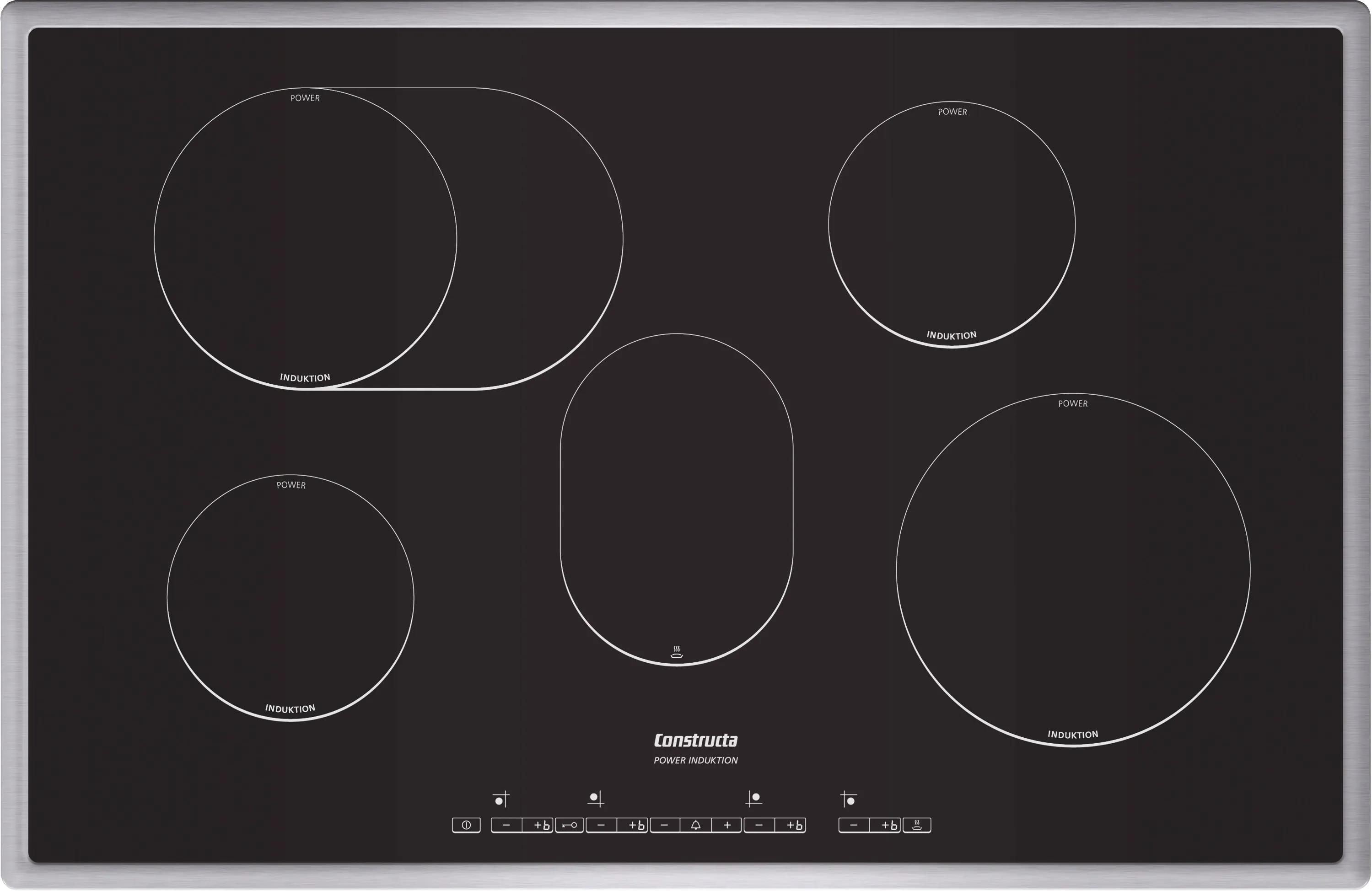  Induction hob 80 cm Black, surface mount with frame