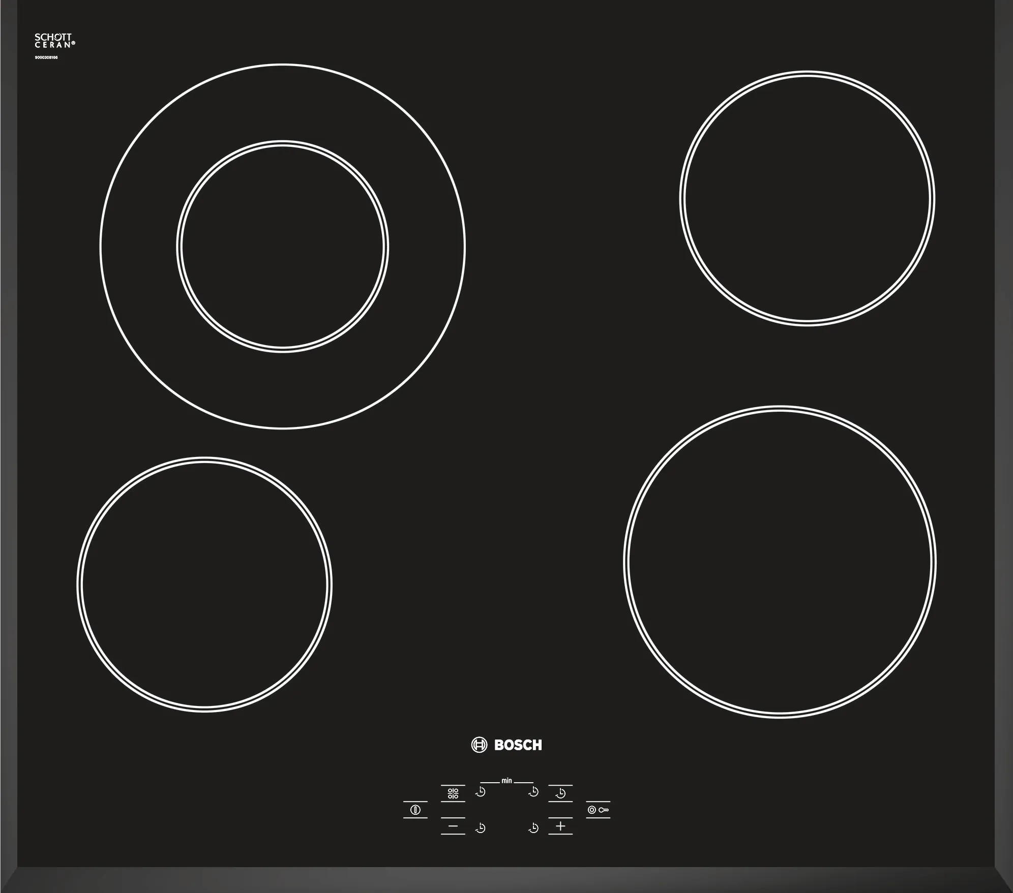Electric hob 24'' Black, surface mount without frame