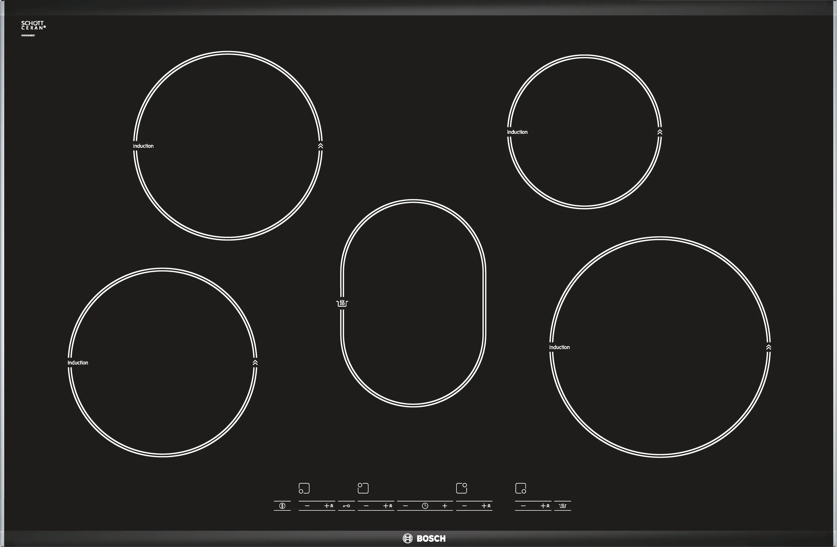 Induction hob 80 cm surface mount with frame