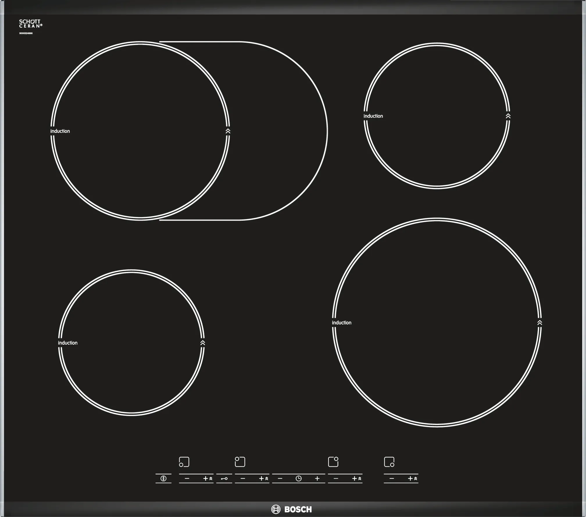 Induction hob 60 cm surface mount with frame
