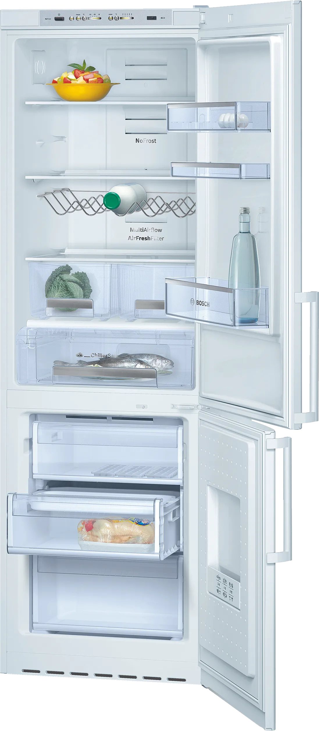  free-standing fridge-freezer with freezer at bottom 185 x 60 cm White, Total No Frost