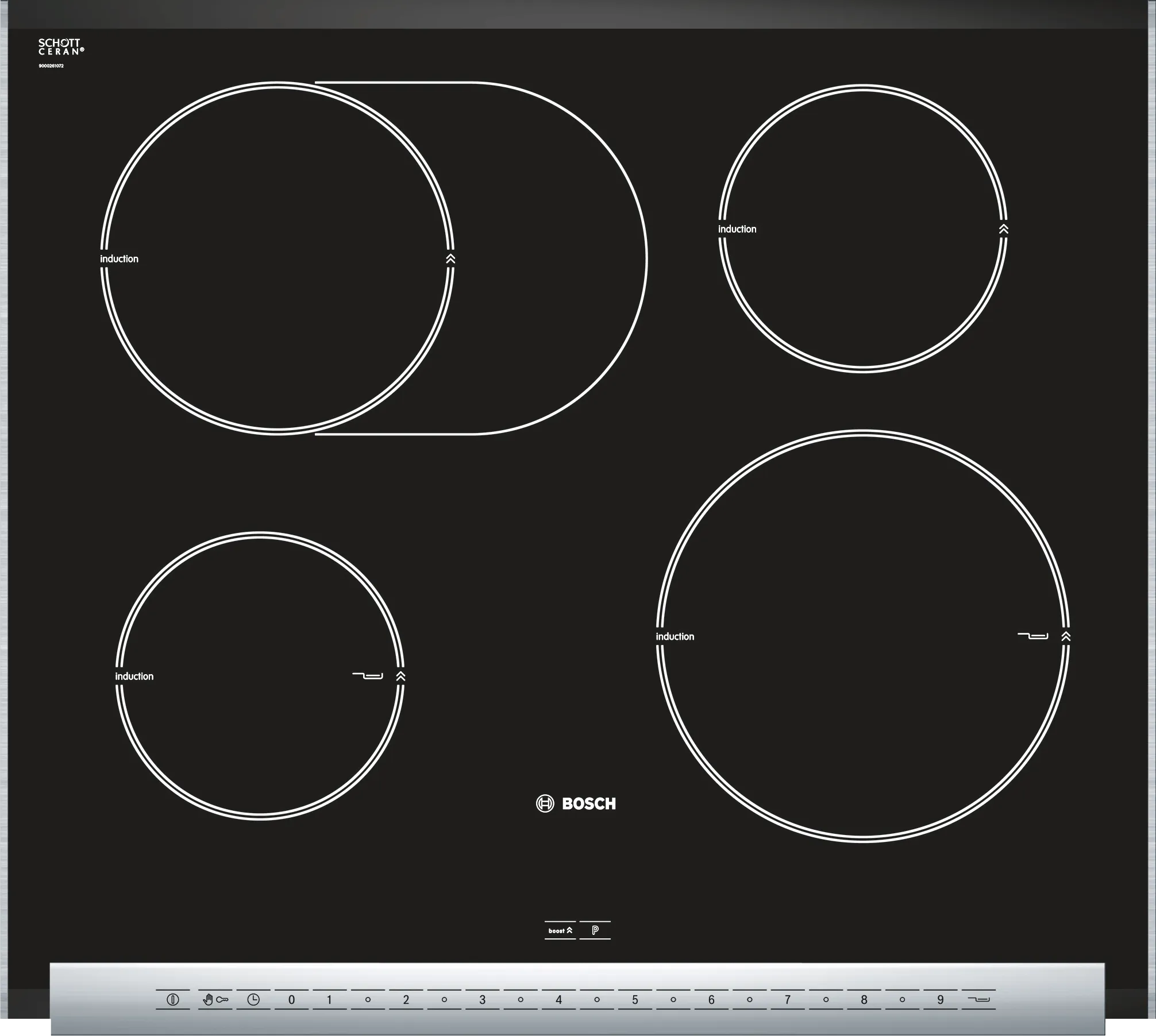  Induction hob 60 cm surface mount without frame