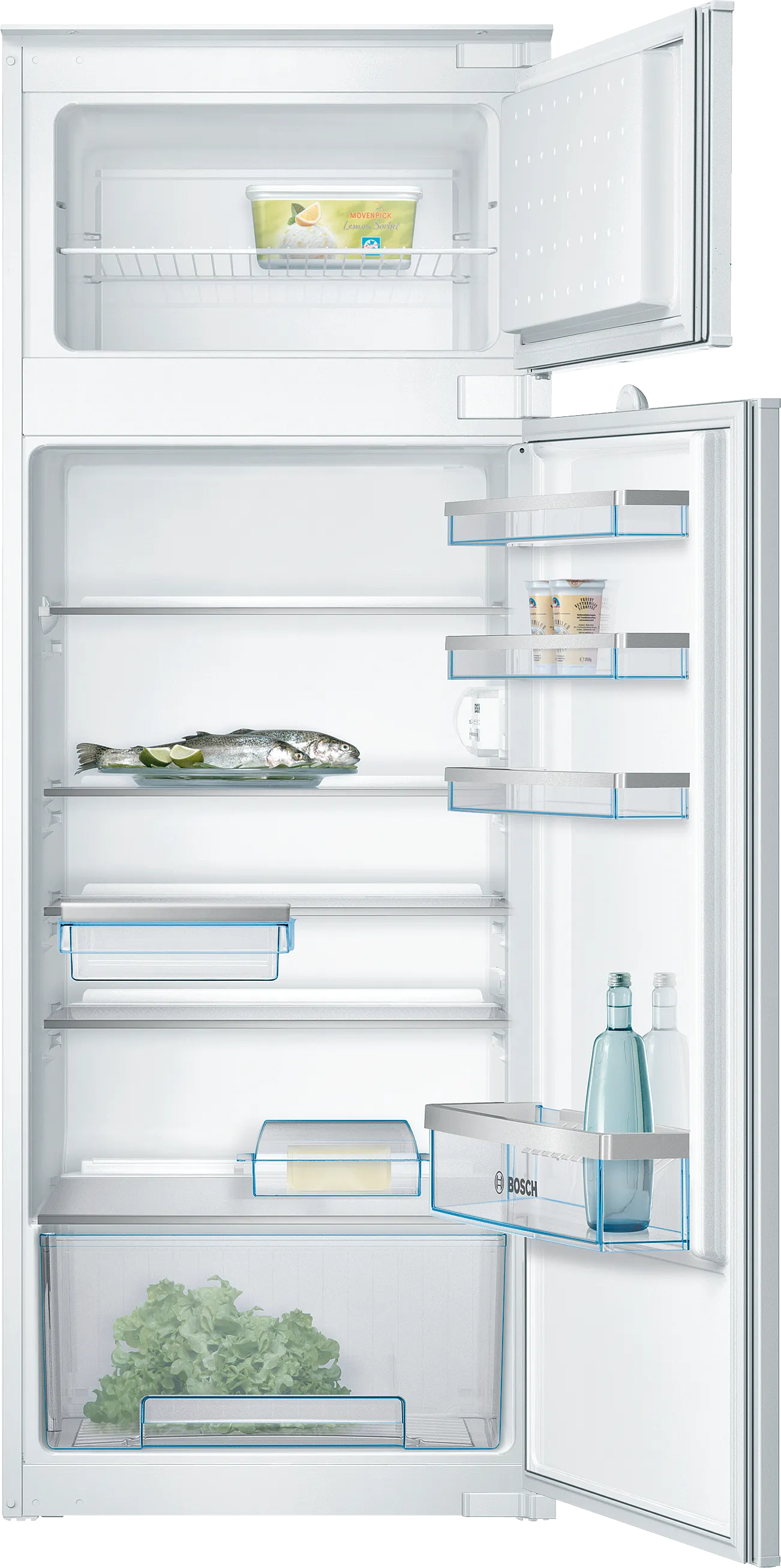 Series 4 built-in fridge-freezer with freezer at top 144.6 x 54.1 cm sliding hinge