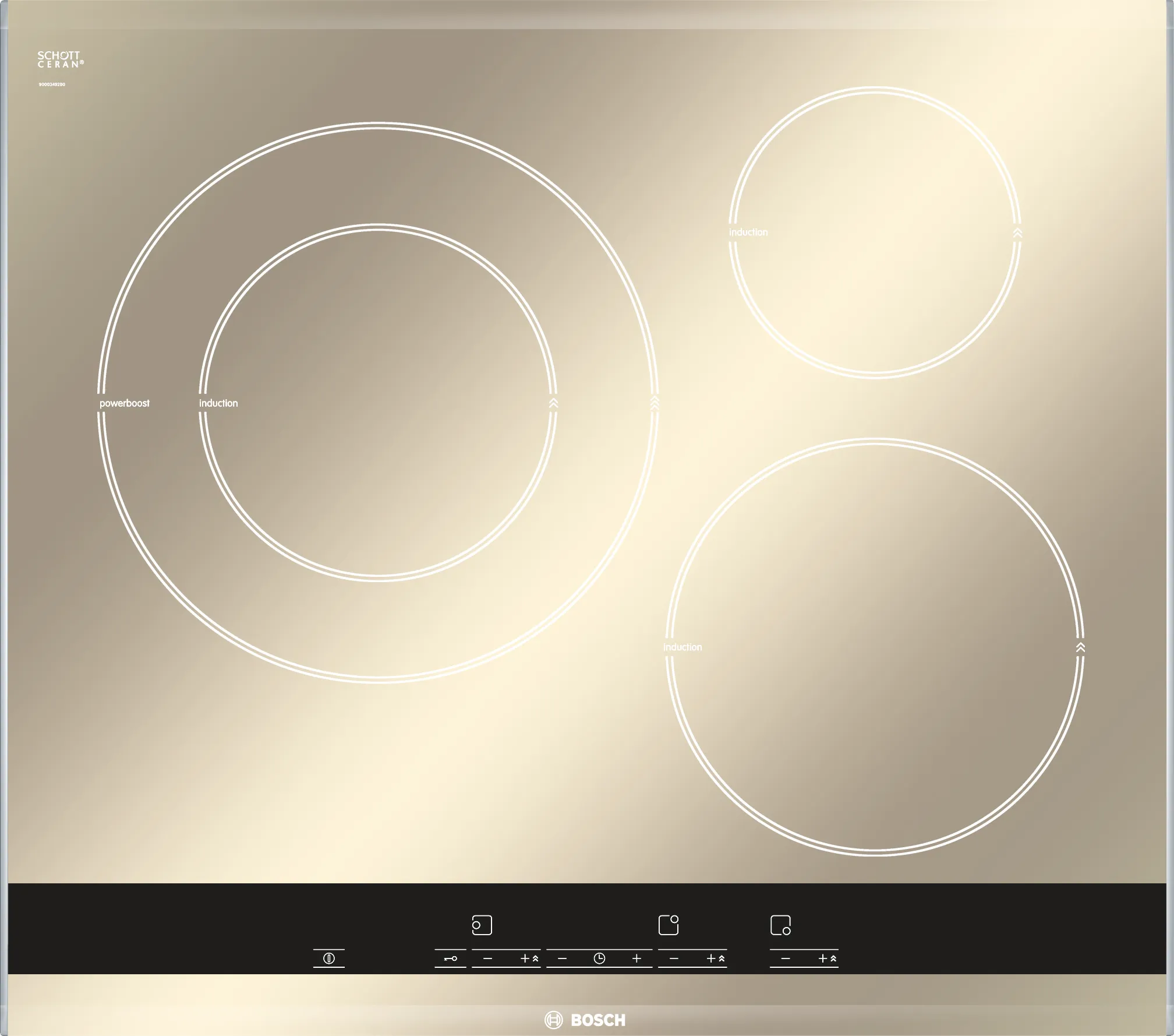  Induction hob 60 cm Stainless steel, surface mount with frame